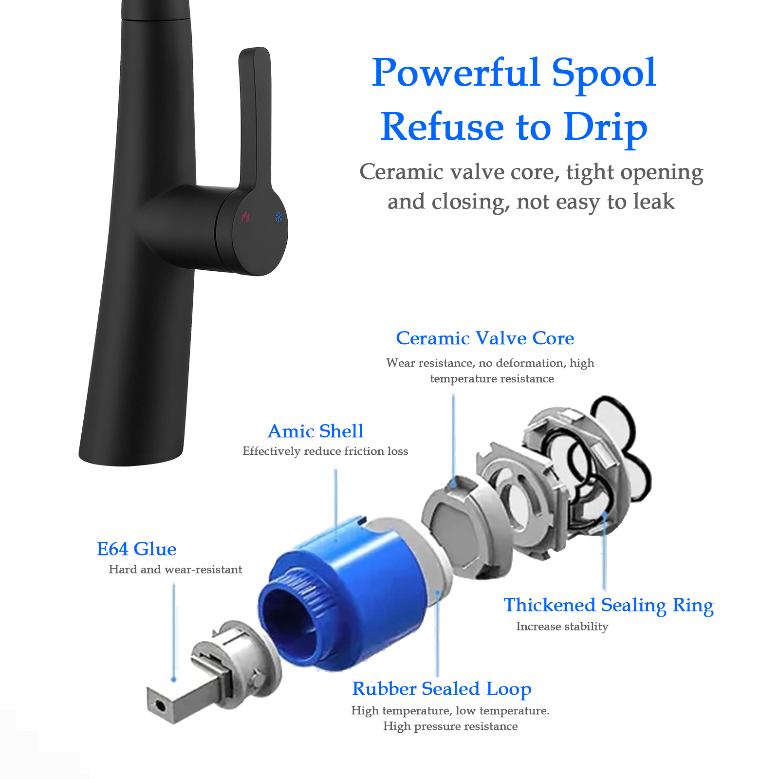  Boyel Living Single Handle Pull Out Sprayer Kitchen Faucet 1.5 GPM in Matte Black