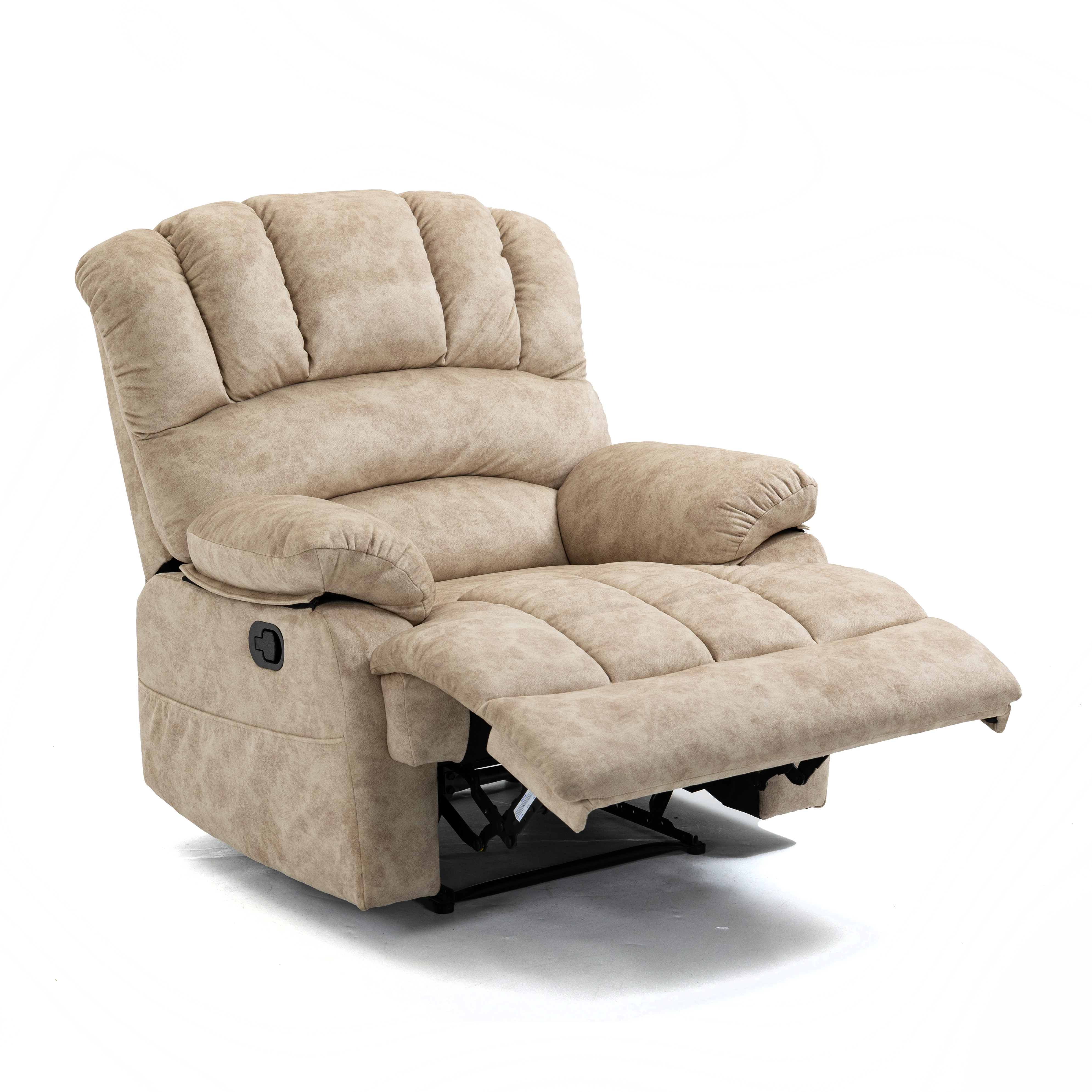 Large Manual Recliner Chair in Fabric for Living Room, Beige/Dark Gray/Yellow/Grey