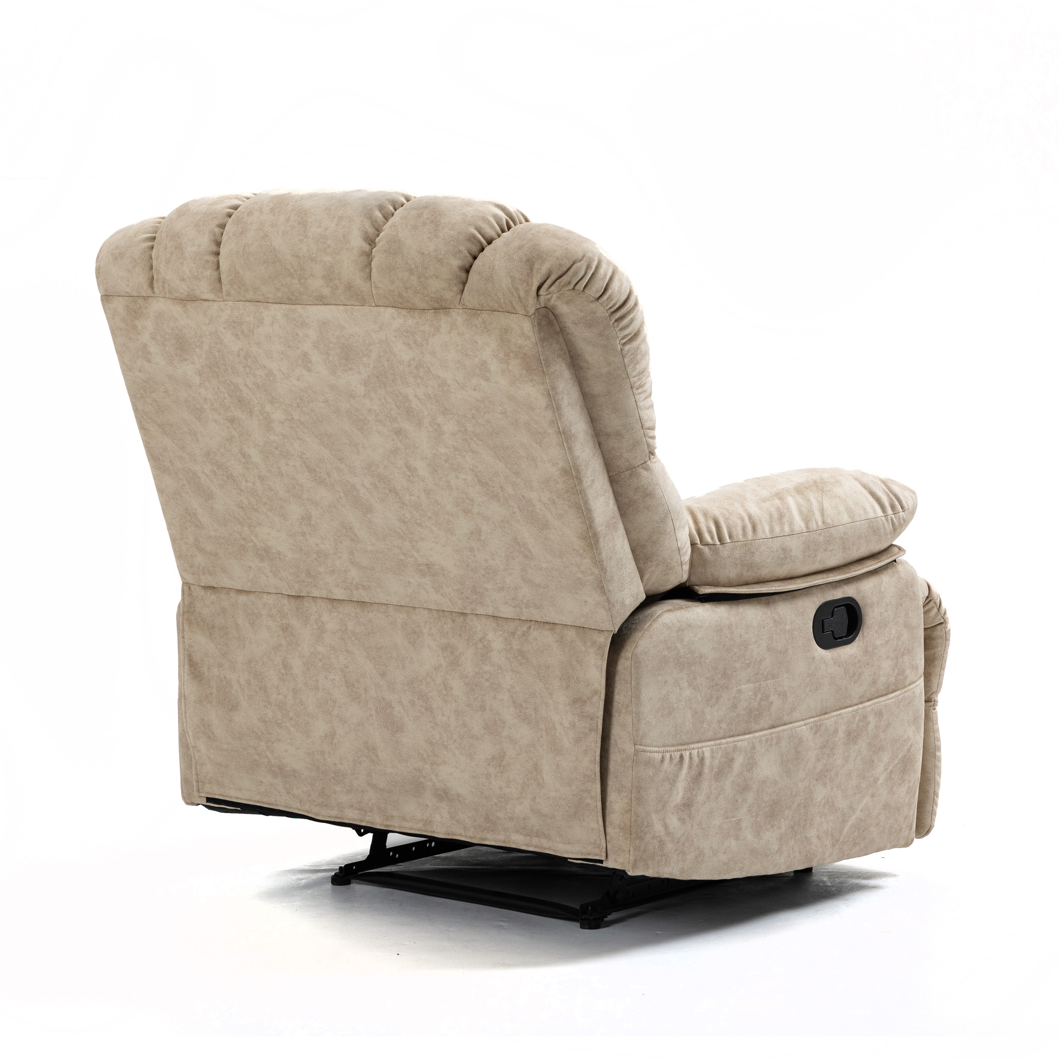 Large Manual Recliner Chair in Fabric for Living Room, Beige/Dark Gray/Yellow/Grey