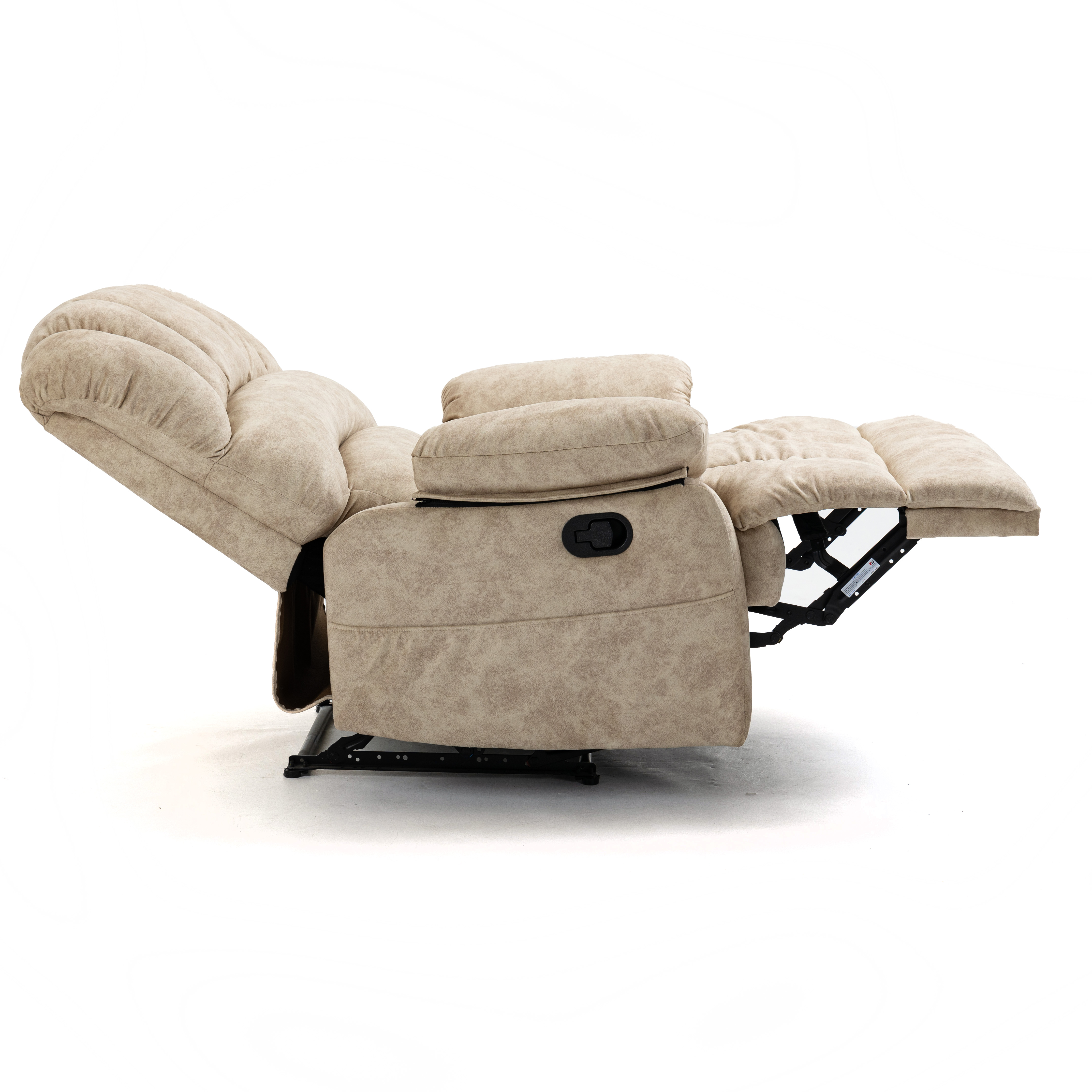 Large Manual Recliner Chair in Fabric for Living Room, Beige/Dark Gray/Yellow/Grey