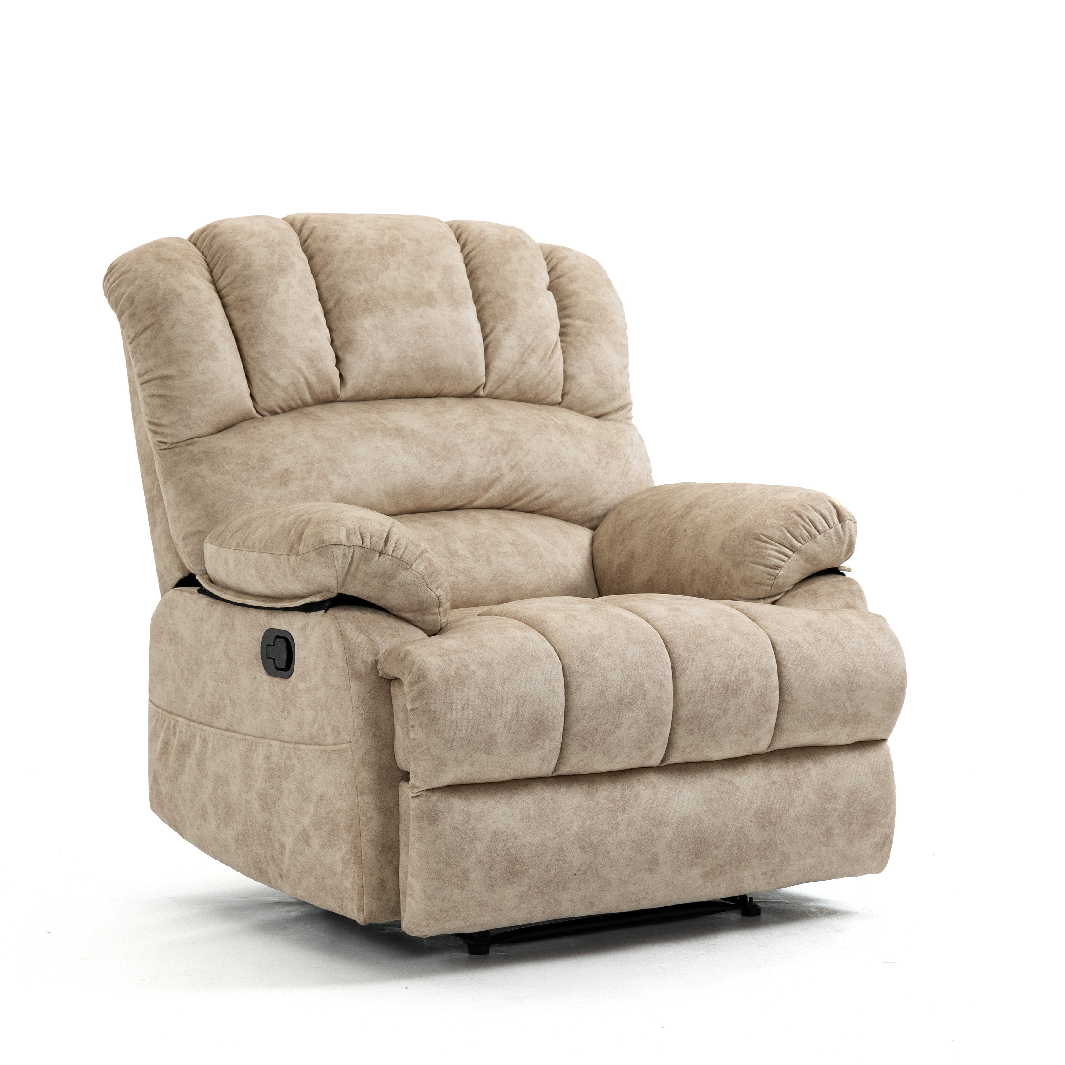Large Manual Recliner Chair in Fabric for Living Room, Beige/Dark Gray/Yellow/Grey