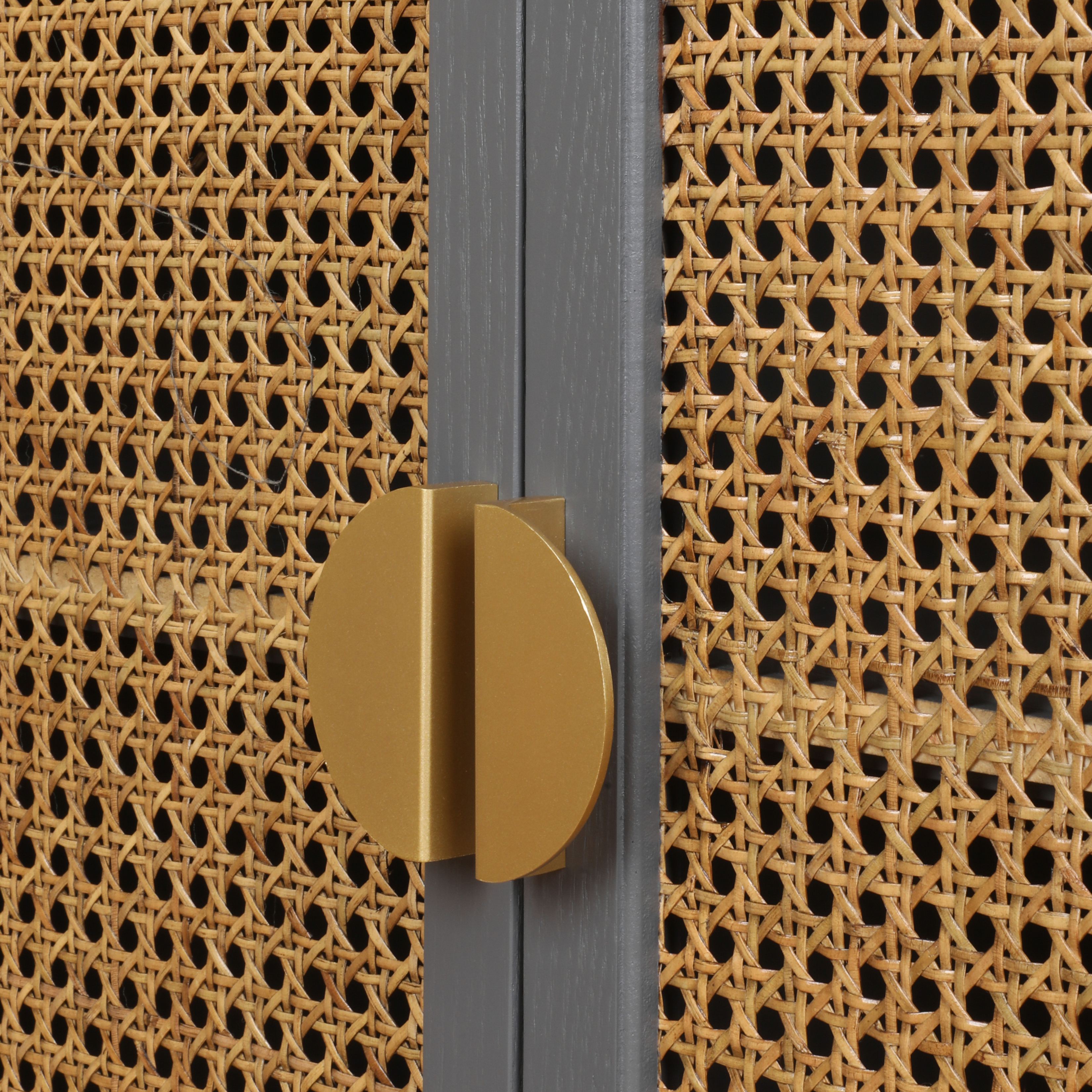 2 door cabinet with semicircular elements,natural rattan weaving,suitable for multiple scenes such as living room, bedroom, study room 