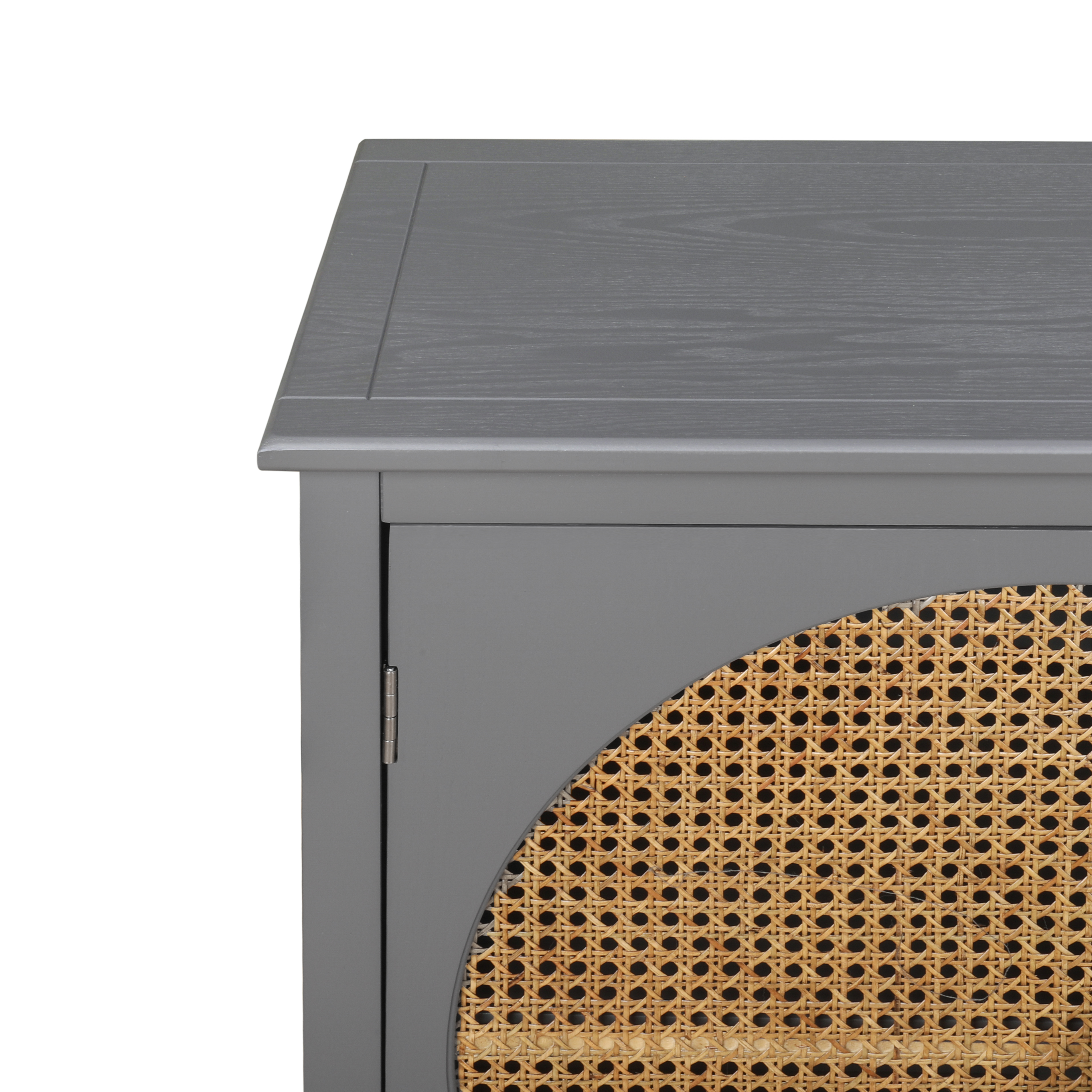 2 door cabinet with semicircular elements,natural rattan weaving,suitable for multiple scenes such as living room, bedroom, study room 