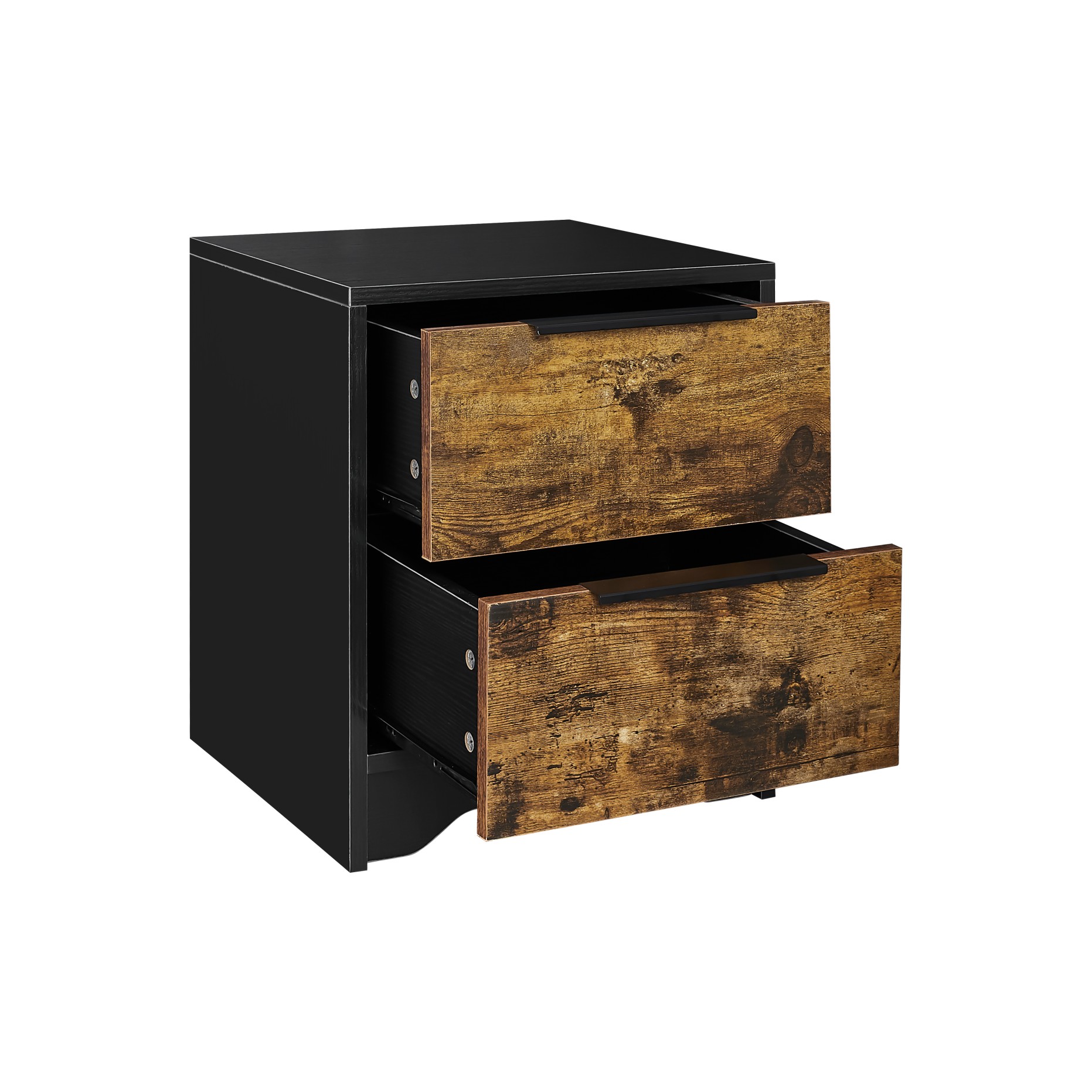 Black Wooden Nightstand with Two Drawers for Bedrooms and Other Places. 