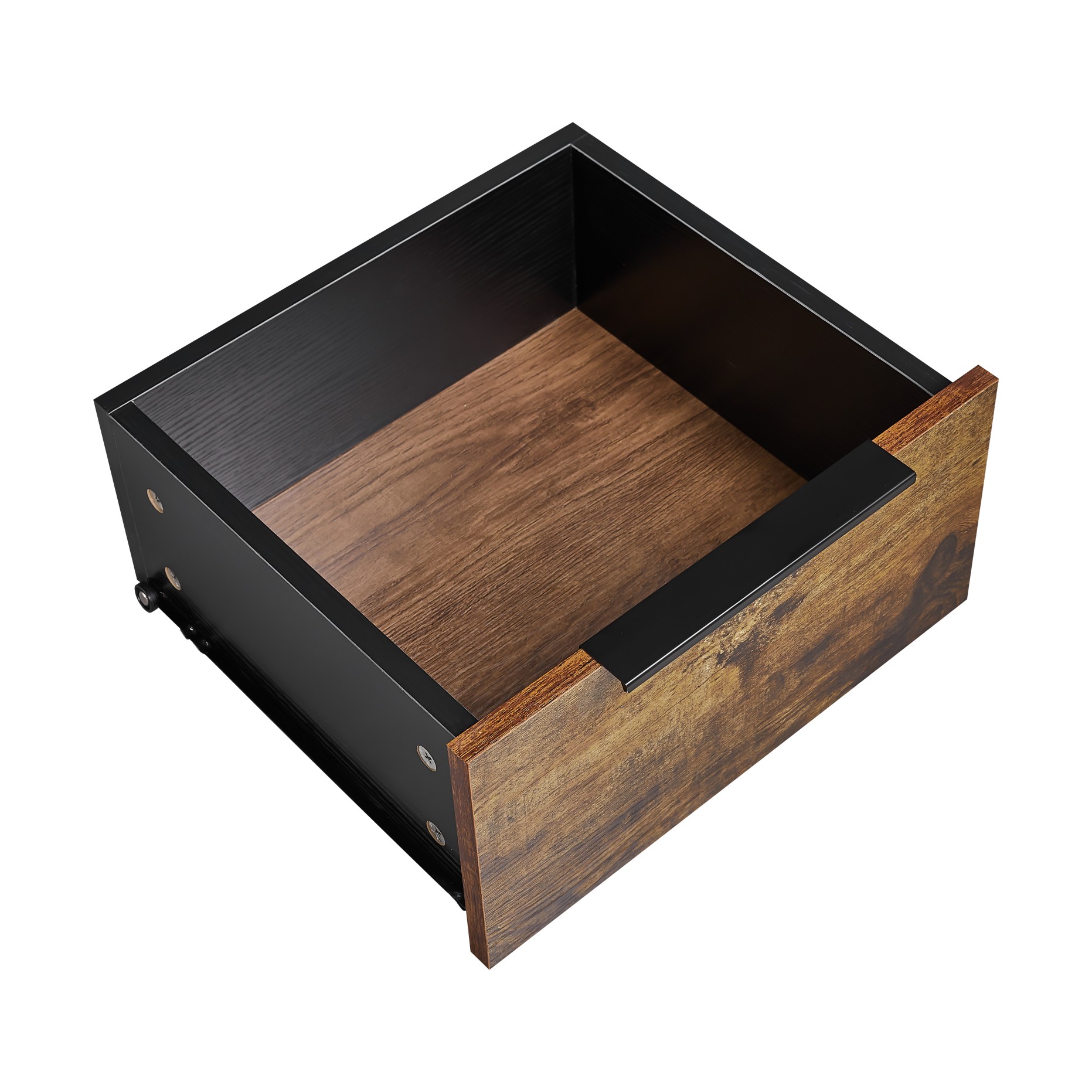 Black Wooden Nightstand with Two Drawers for Bedrooms and Other Places. 