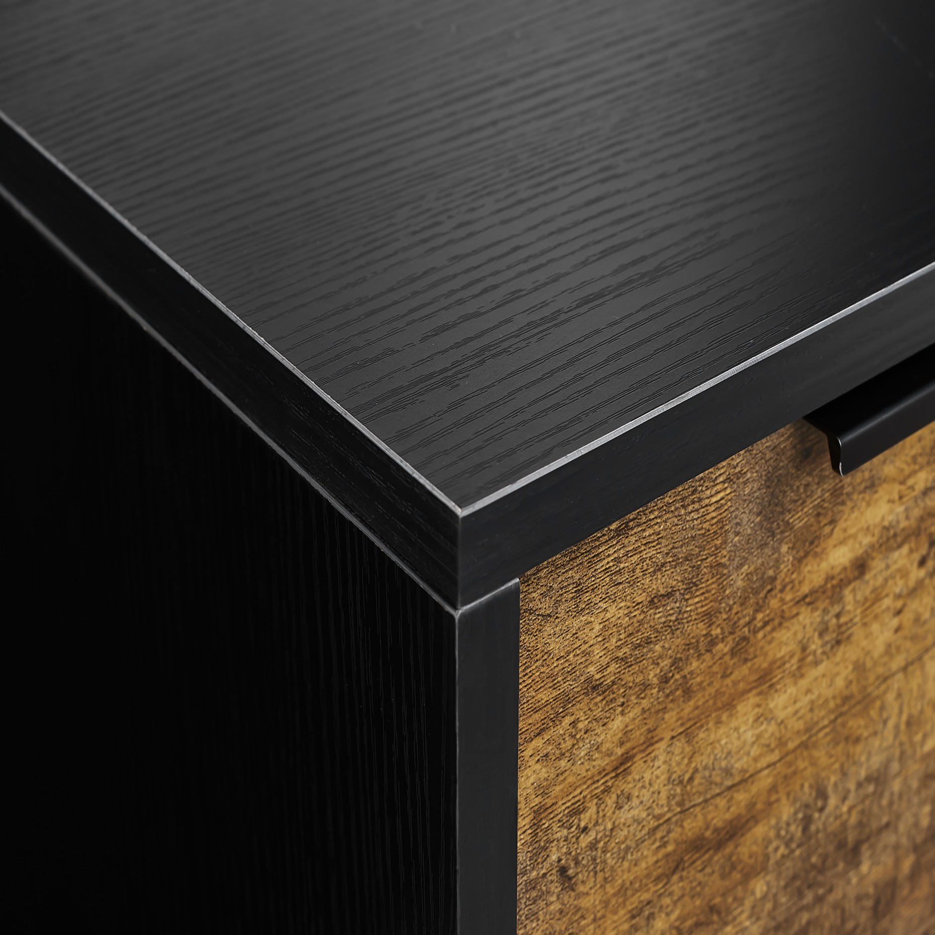 Black Wooden Nightstand with Two Drawers for Bedrooms and Other Places. 