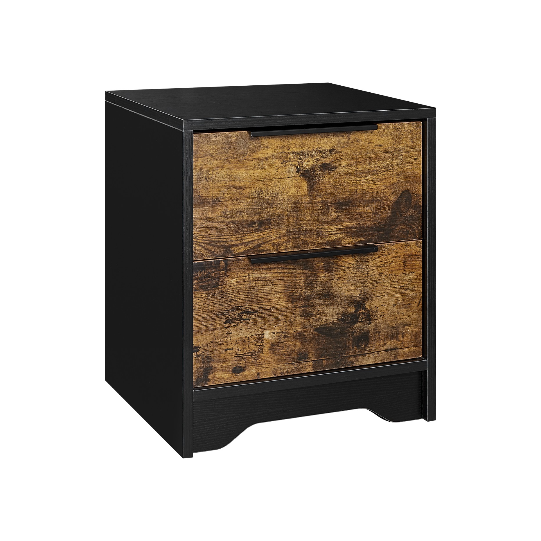 Black Wooden Nightstand with Two Drawers for Bedrooms and Other Places. 