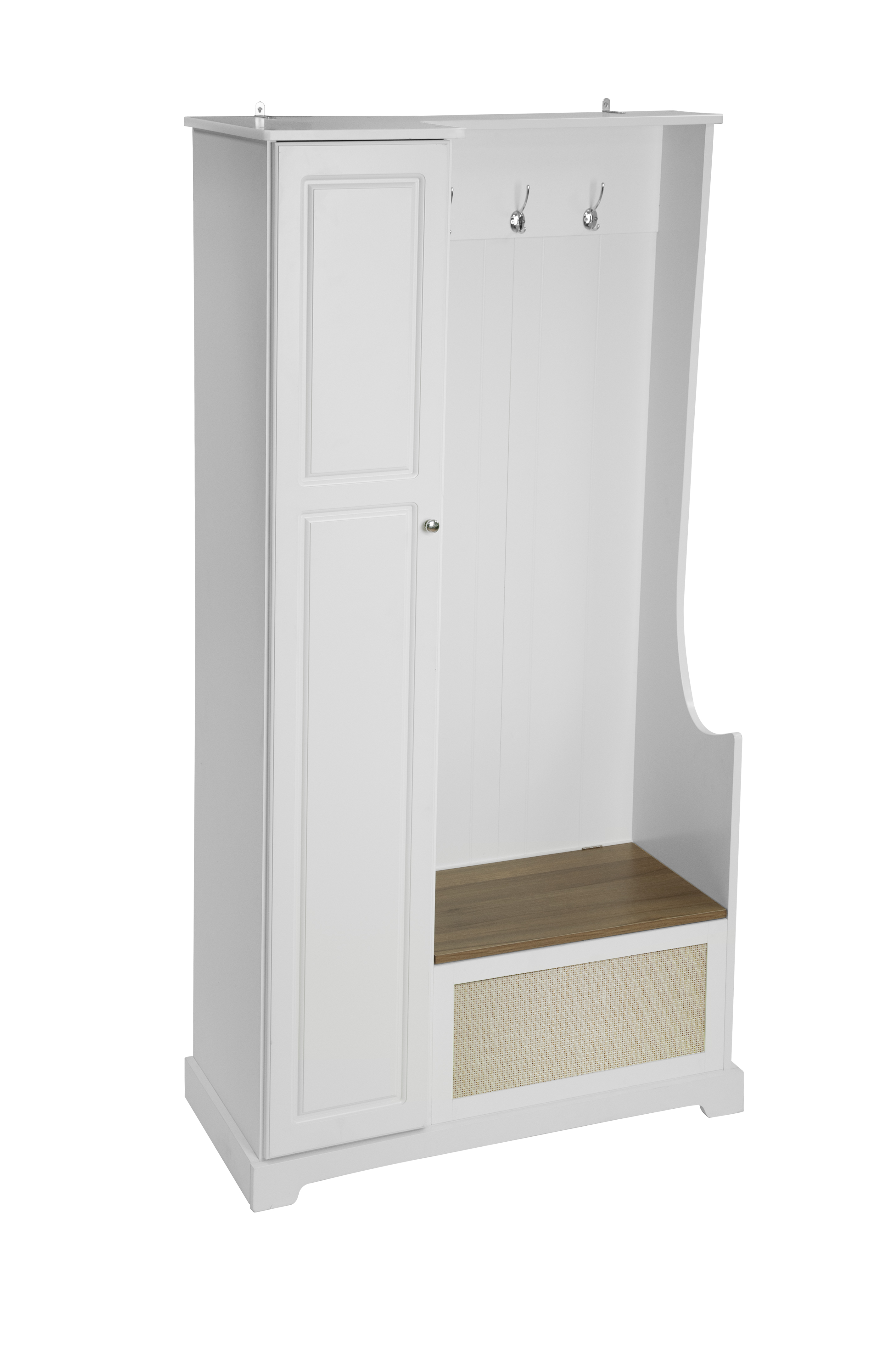 Hall Tree with Bench, Storage Cabinet, Suitable for Living Room, Entryway, Bedroom