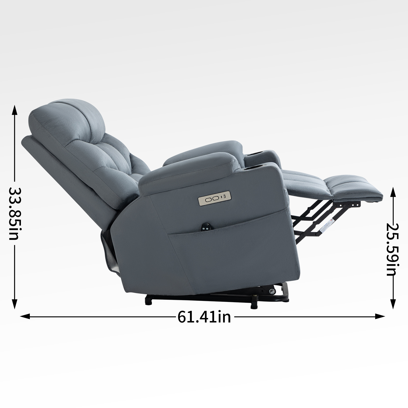 Up to 350 LBS Power Lift Recliner Chair, Heavy Duty Motion Mechanism with 8-Point Vibration Massage and Lumbar Heating, Cup Holders, USB and Type-C Ports, Removable Cushions, Blue/Grey