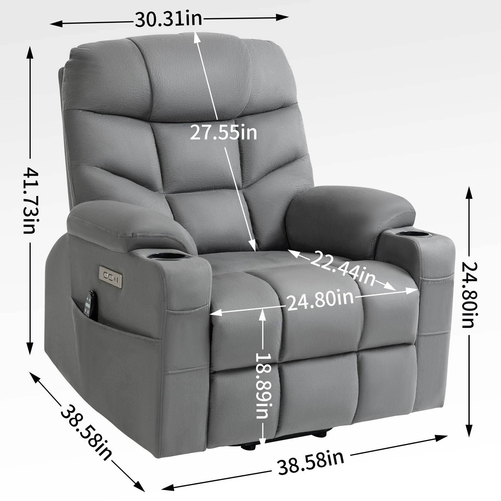 Up to 350 LBS Power Lift Recliner Chair, Heavy Duty Motion Mechanism with 8-Point Vibration Massage and Lumbar Heating, Cup Holders, USB and Type-C Ports, Removable Cushions, Blue/Grey