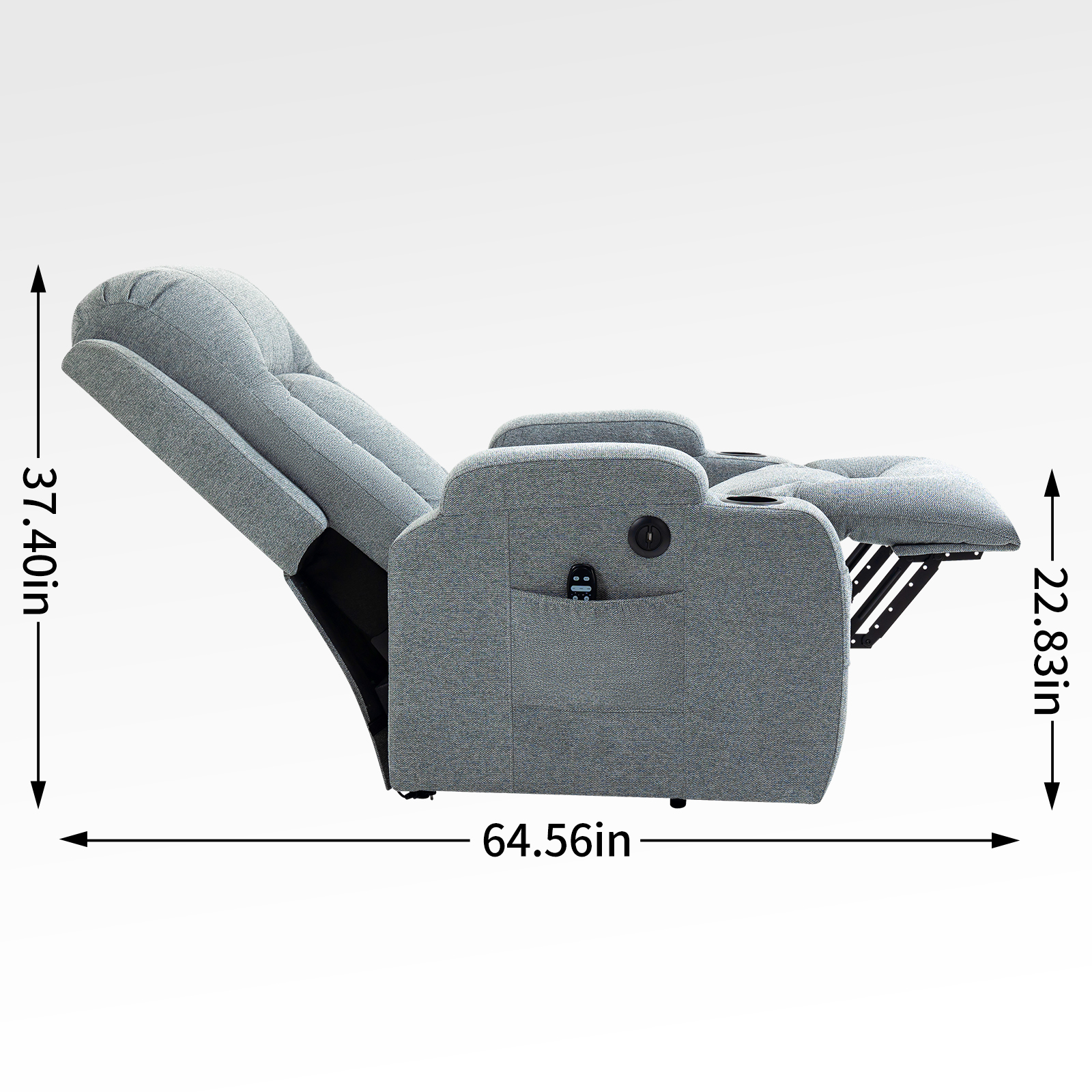 Infinite Position Single Motor Up to 350 LBS Power Lift Recliner Chair for Elderly, Heavy Duty Motion Mechanism with 8-Point Vibration Massage and Lumbar Heating, USB Charging Port, Cup Holders, Grey/Brown