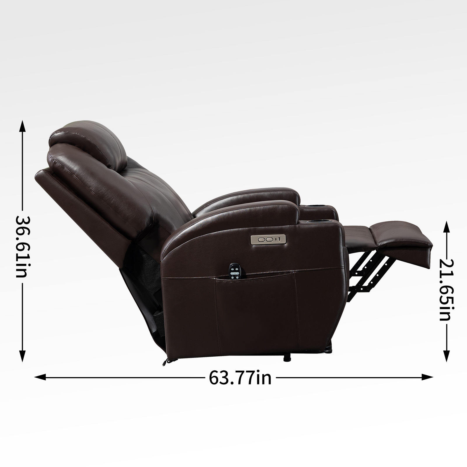 Up to 350lbs Okin Motor Power Lift Recliner Chair for Elderly, Heavy Duty Motion Mechanism with 8-Point Vibration Massage and Lumbar Heating, Two Cup Holders and USB Charge Port, Brown/Black 