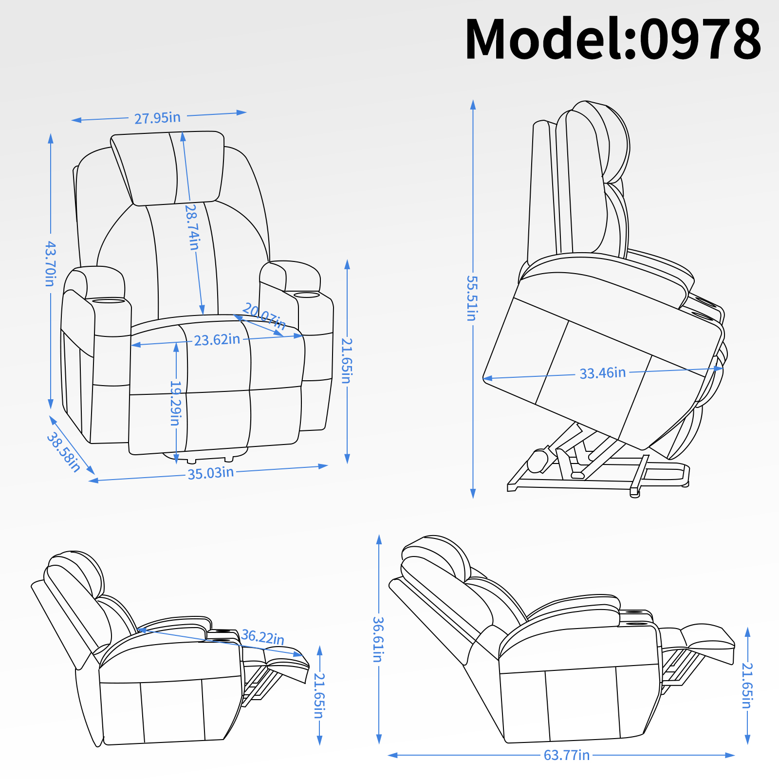 Up to 350lbs Okin Motor Power Lift Recliner Chair for Elderly, Heavy Duty Motion Mechanism with 8-Point Vibration Massage and Lumbar Heating, Two Cup Holders and USB Charge Port, Brown/Black 