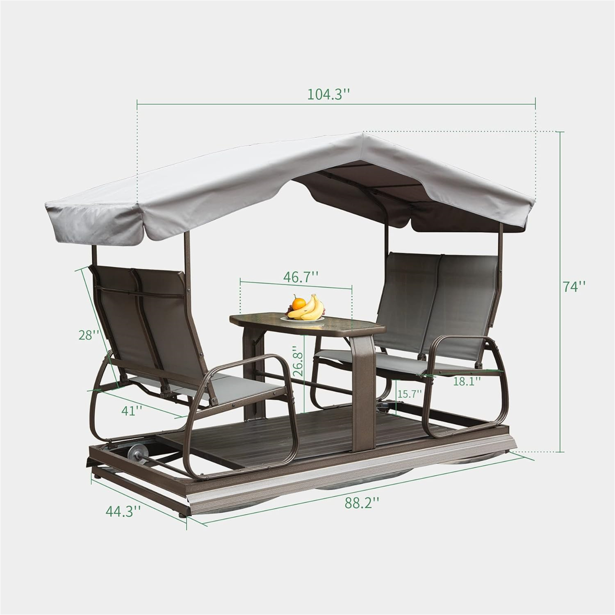 4-Seat Outdoor Aluminum Glider Benches With Canopy
