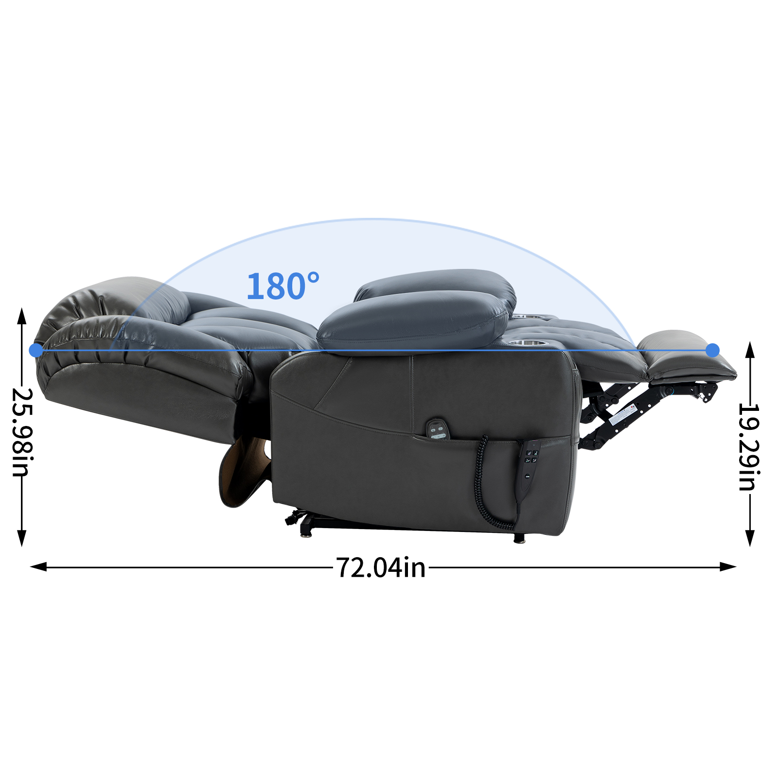 Dual Motor Infinite Position Up to 350 LBS Leatheraire Power Lift Recliner Chair, Heavy Duty Motion Mechanism with 8-Point Vibration Massage and Lumbar Heating, Stainless steel Cup Holders, Brown/Grey