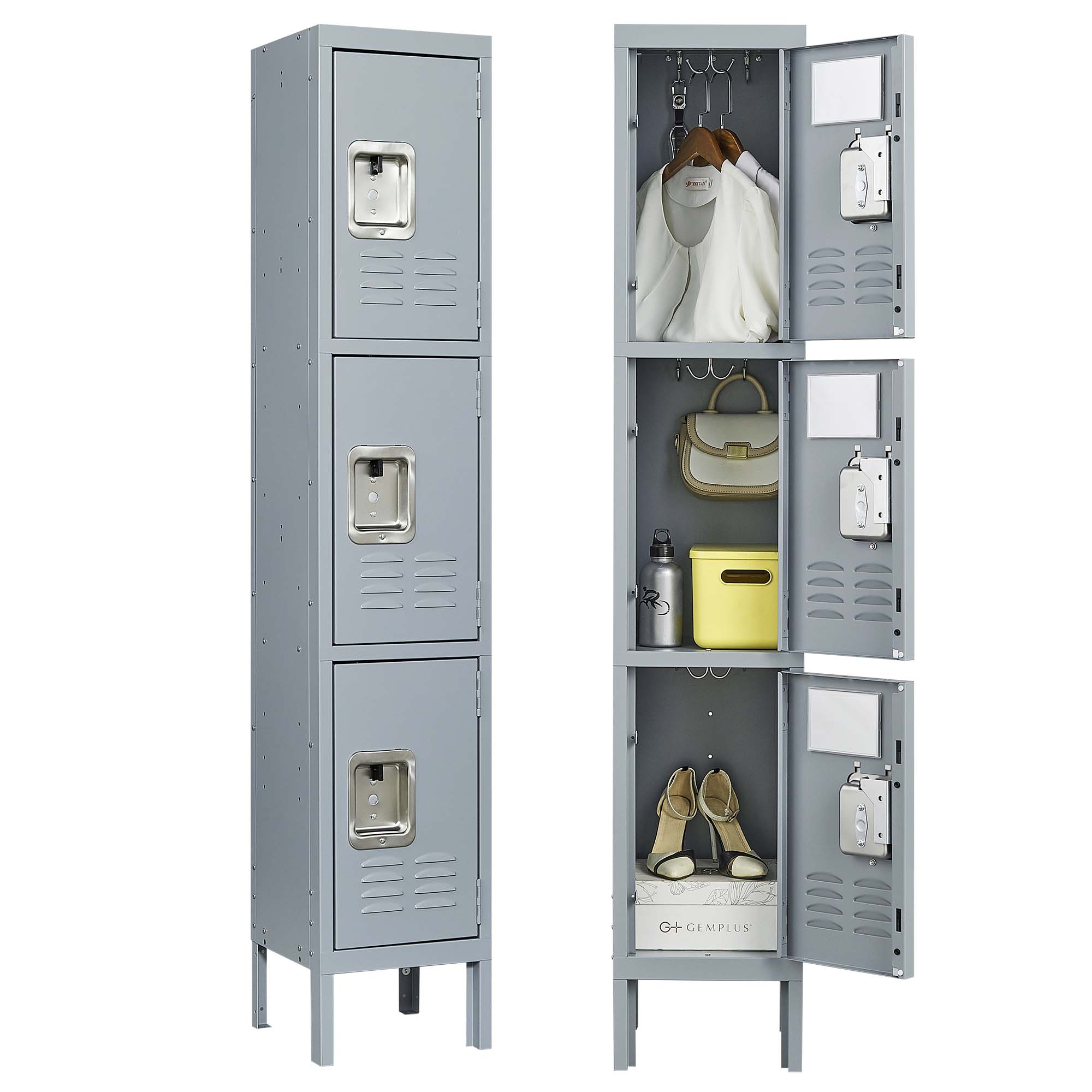 1/2/3/4/5 Door 66"H Metal Lockers With Lock for Employees,Storage Locker Cabinet for Home Gym Office School Garage,Gray