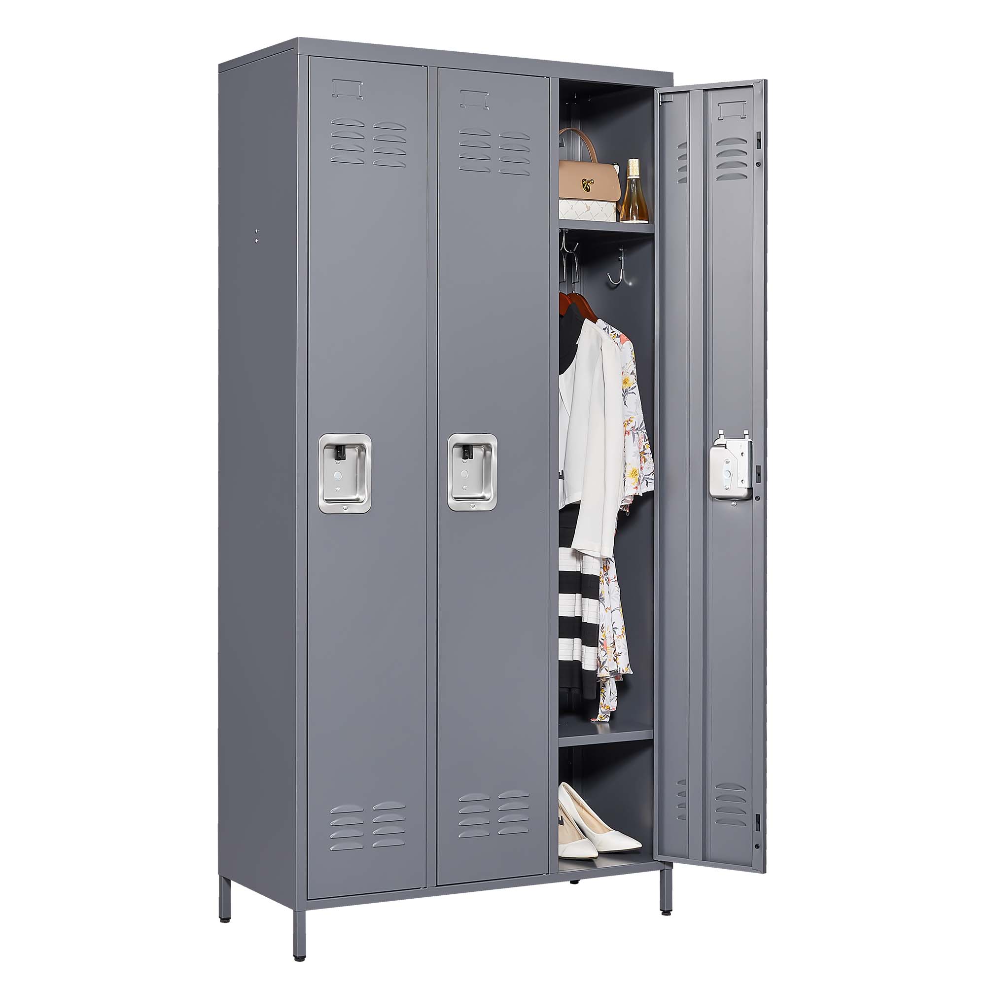 3/6 Door 72"H Metal Lockers With Lock for Employees,Storage Locker Cabinet for Home Gym Office School Garage,Gray