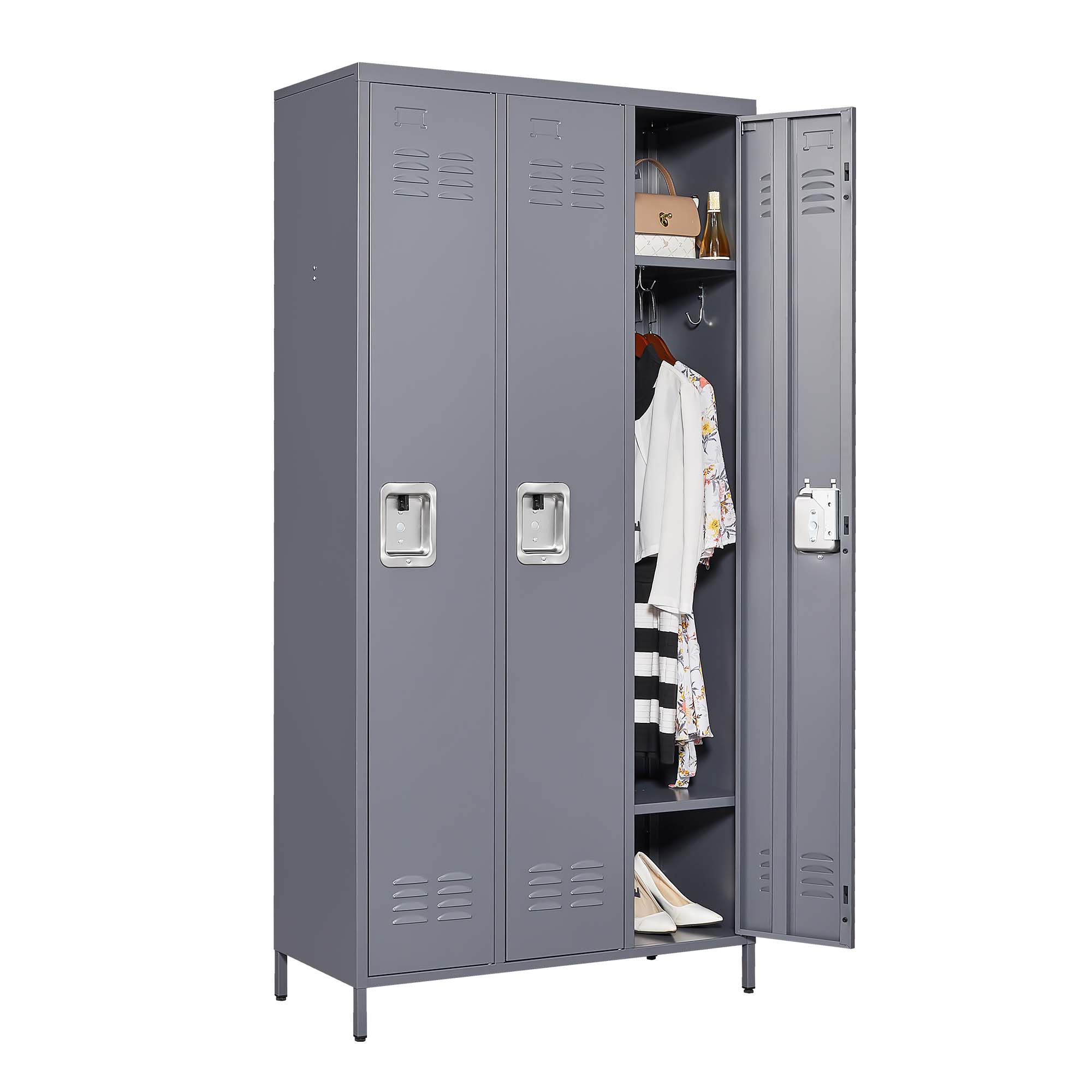 3/6 Door 72"H Metal Lockers With Lock for Employees,Storage Locker Cabinet for Home Gym Office School Garage,Gray