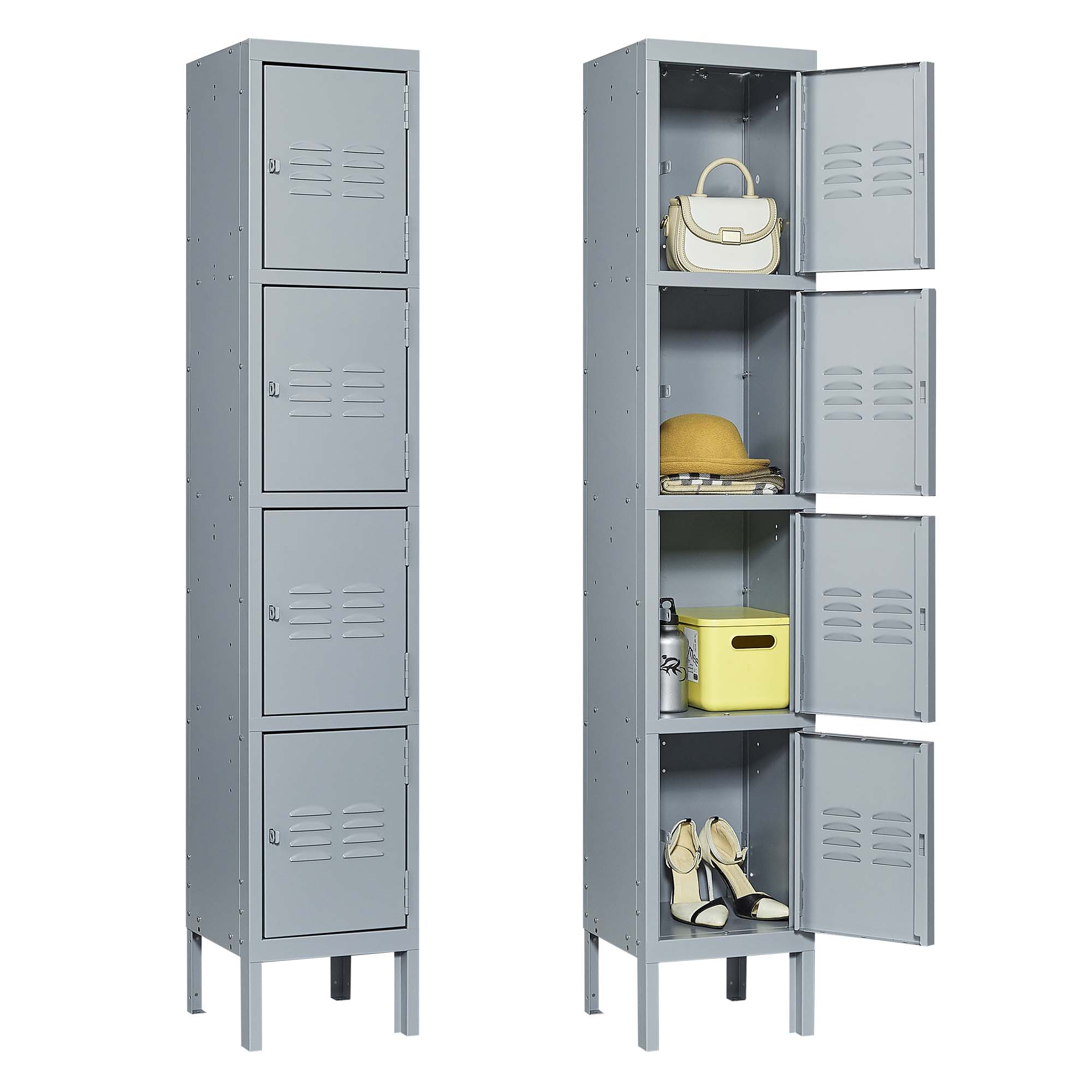 1/2/3/4/5 Door 66"H Metal Lockers With Lock for Employees,Storage Locker Cabinet for Home Gym Office School Garage,Gray
