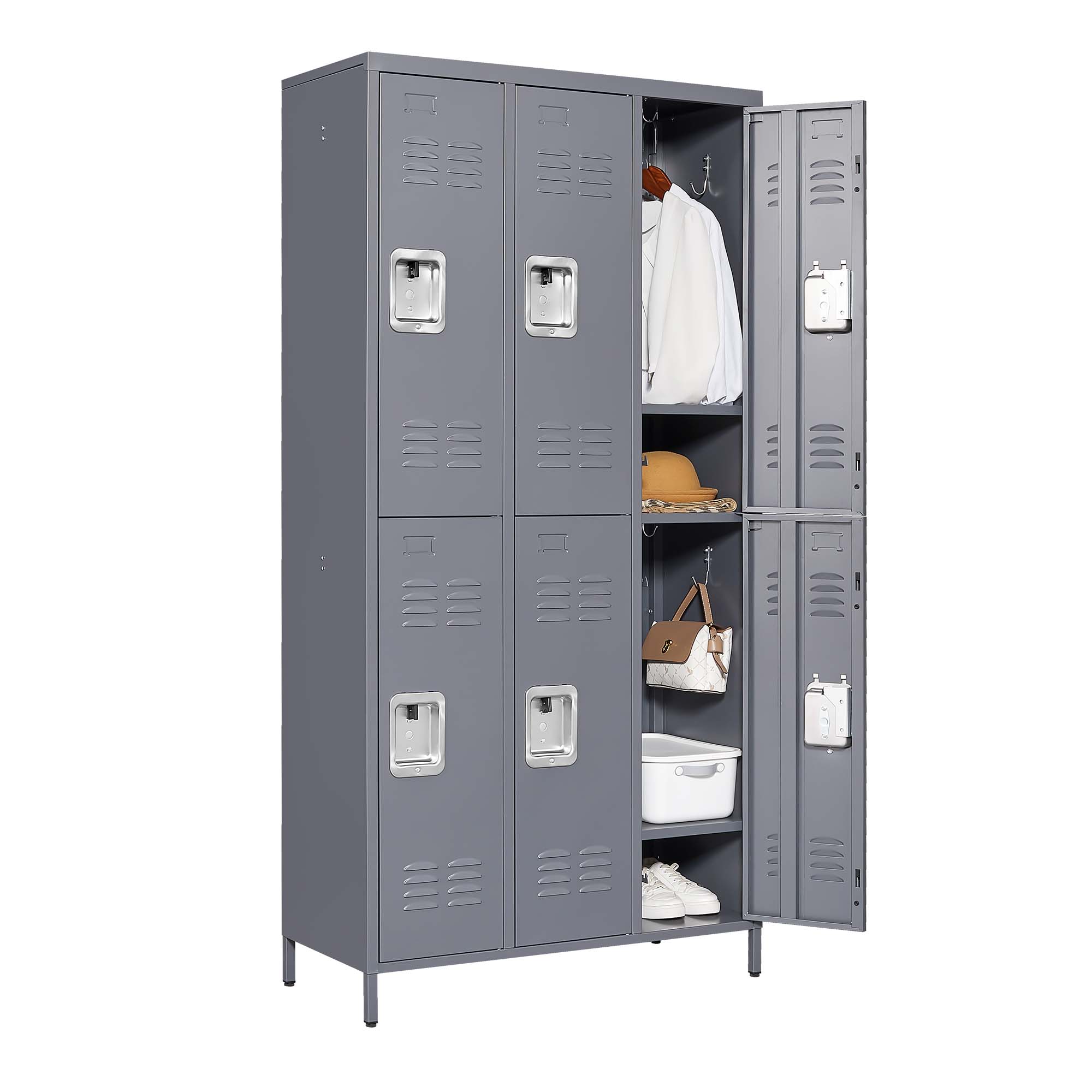 3/6 Door 72"H Metal Lockers With Lock for Employees,Storage Locker Cabinet for Home Gym Office School Garage,Gray