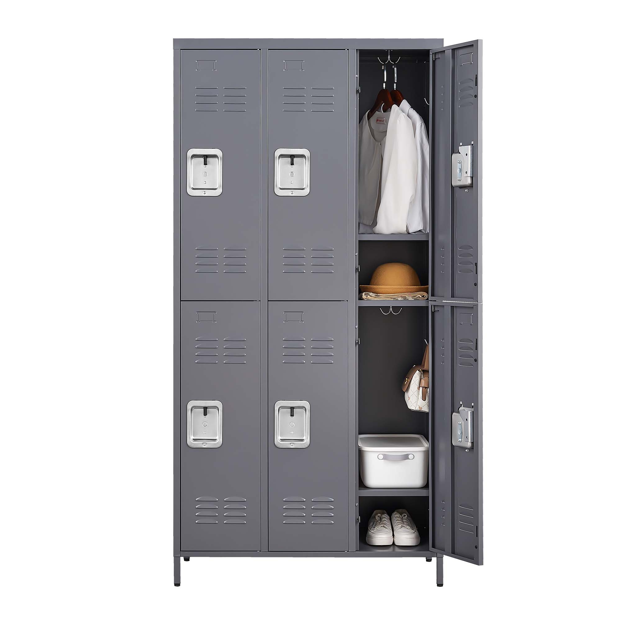 3/6 Door 72"H Metal Lockers With Lock for Employees,Storage Locker Cabinet for Home Gym Office School Garage,Gray