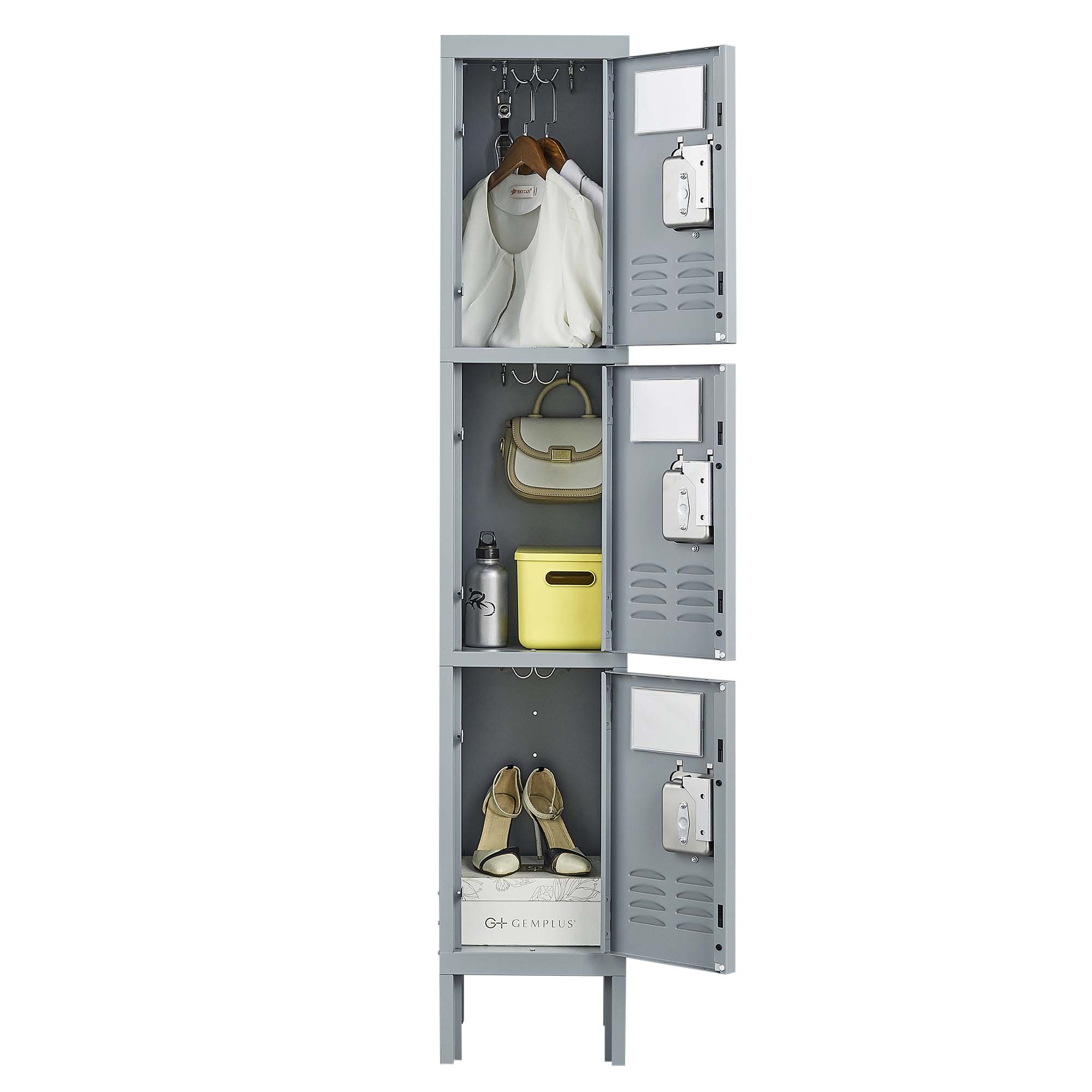 1/2/3/4/5 Door 66"H Metal Lockers With Lock for Employees,Storage Locker Cabinet for Home Gym Office School Garage,Gray