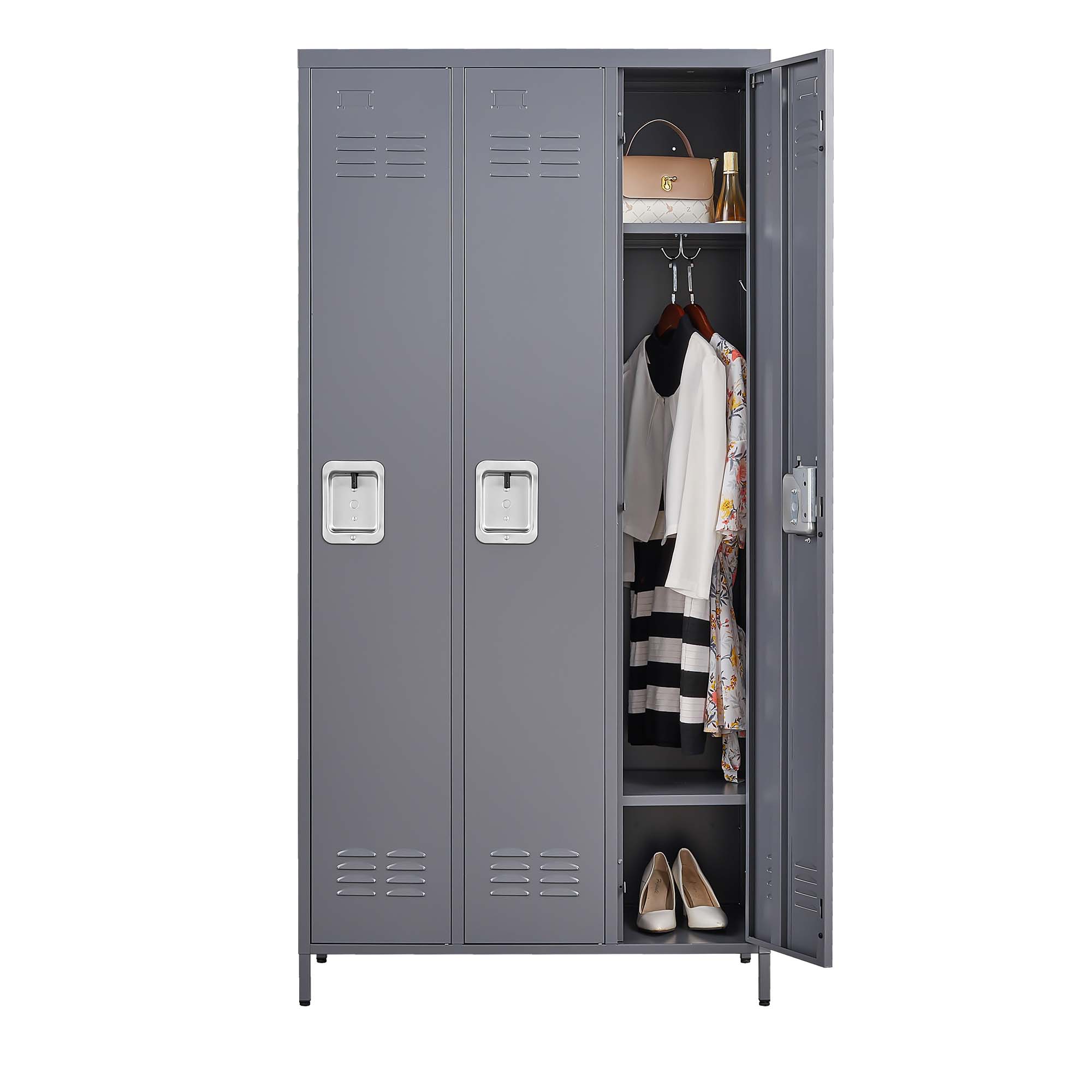 3/6 Door 72"H Metal Lockers With Lock for Employees,Storage Locker Cabinet for Home Gym Office School Garage,Gray