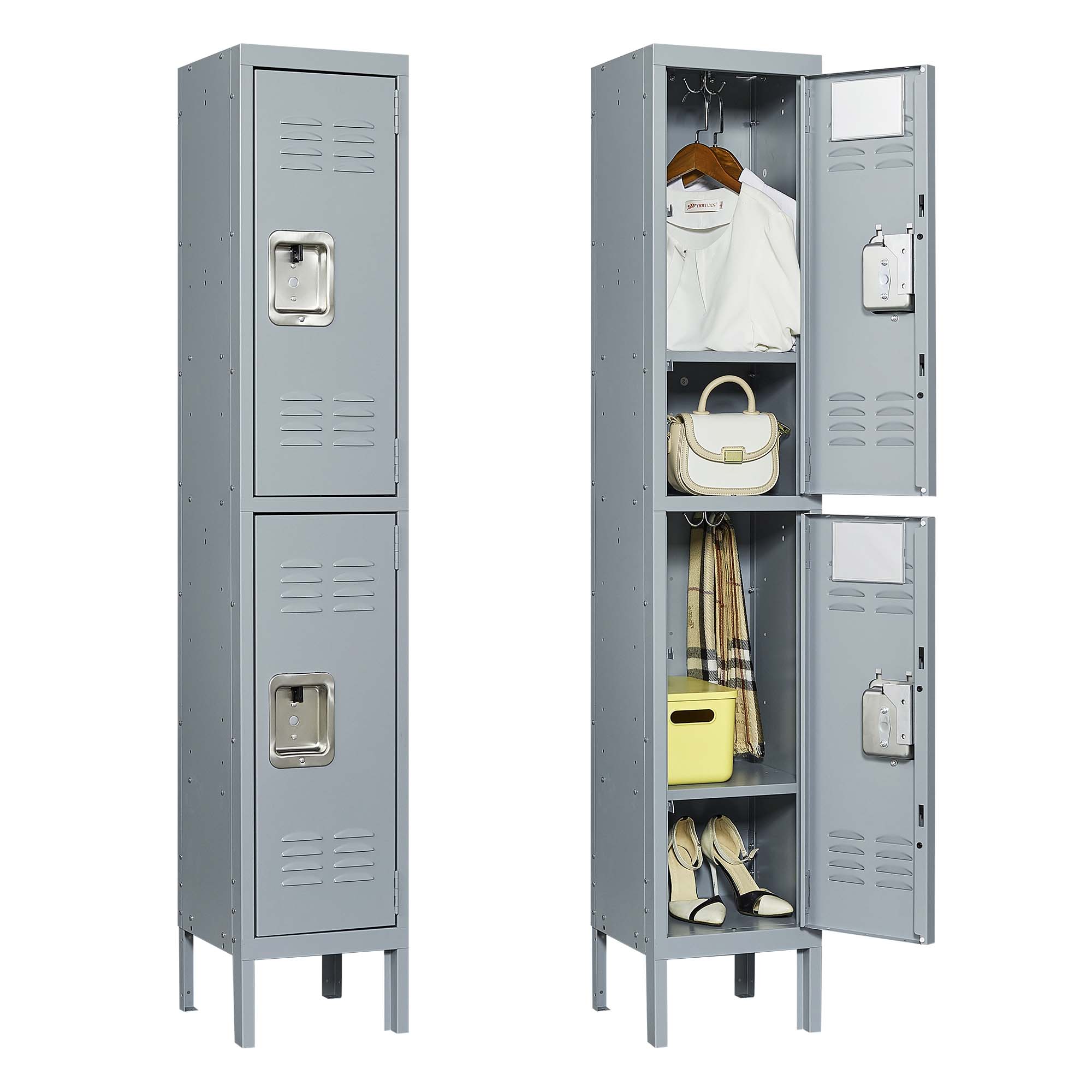 1/2/3/4/5 Door 66"H Metal Lockers With Lock for Employees,Storage Locker Cabinet for Home Gym Office School Garage,Gray