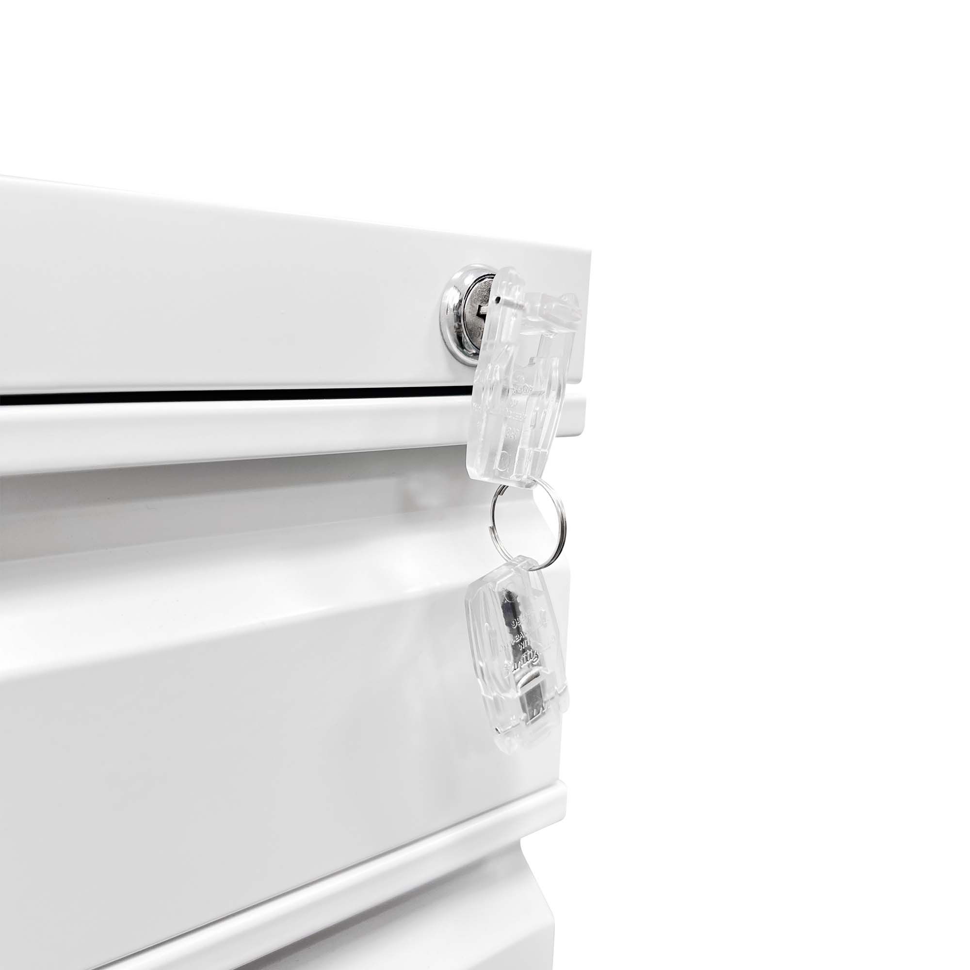 3 Drawer Mobile File Cabinet with Lock,Metal Filing Cabinets for Home Office Organizer Letters/Legal/A4,Fully Assembled,Black/White