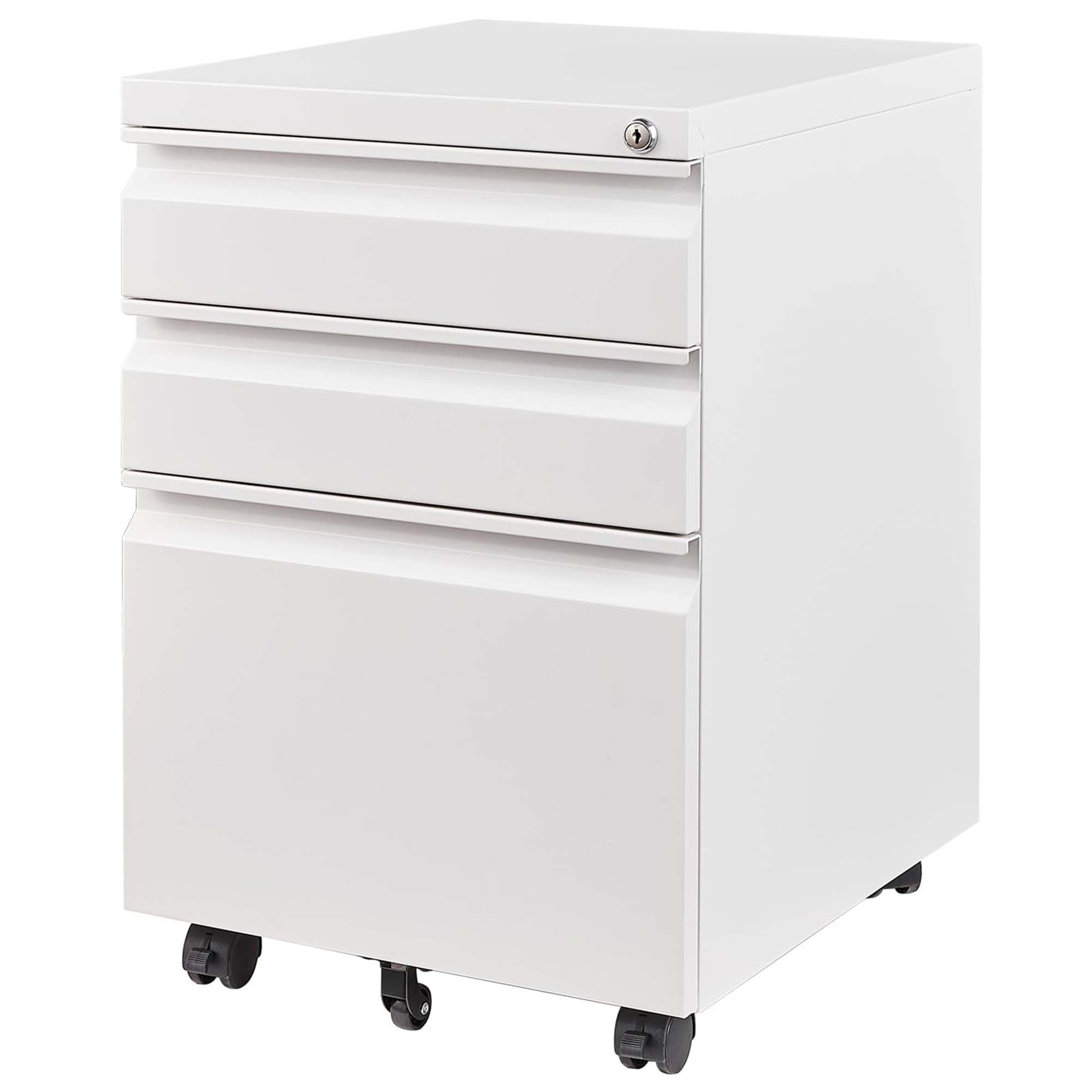 3 Drawer Mobile File Cabinet with Lock,Metal Filing Cabinets for Home Office Organizer Letters/Legal/A4,Fully Assembled,Black/White