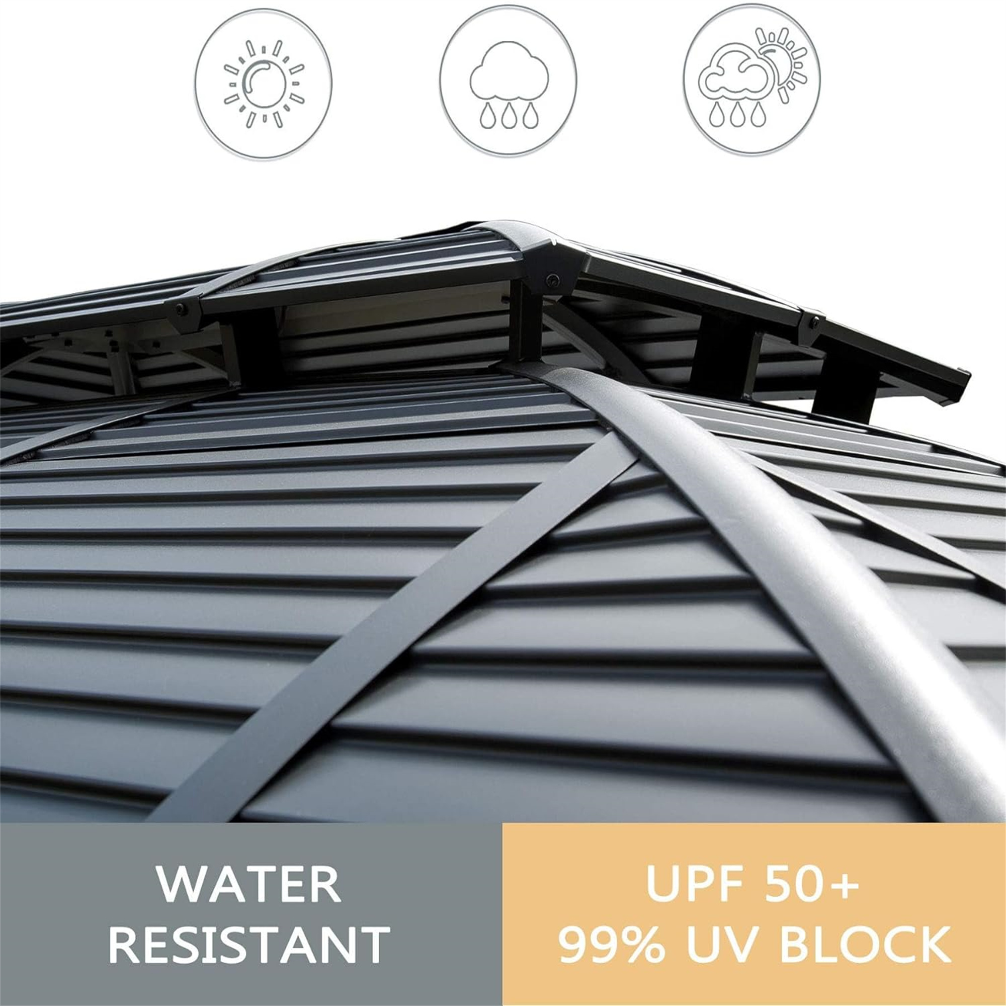 10' X 12' Patio Aluminum Frame Hardtop Gazebo Galvanized Steel Double Roof Curtain and Netting