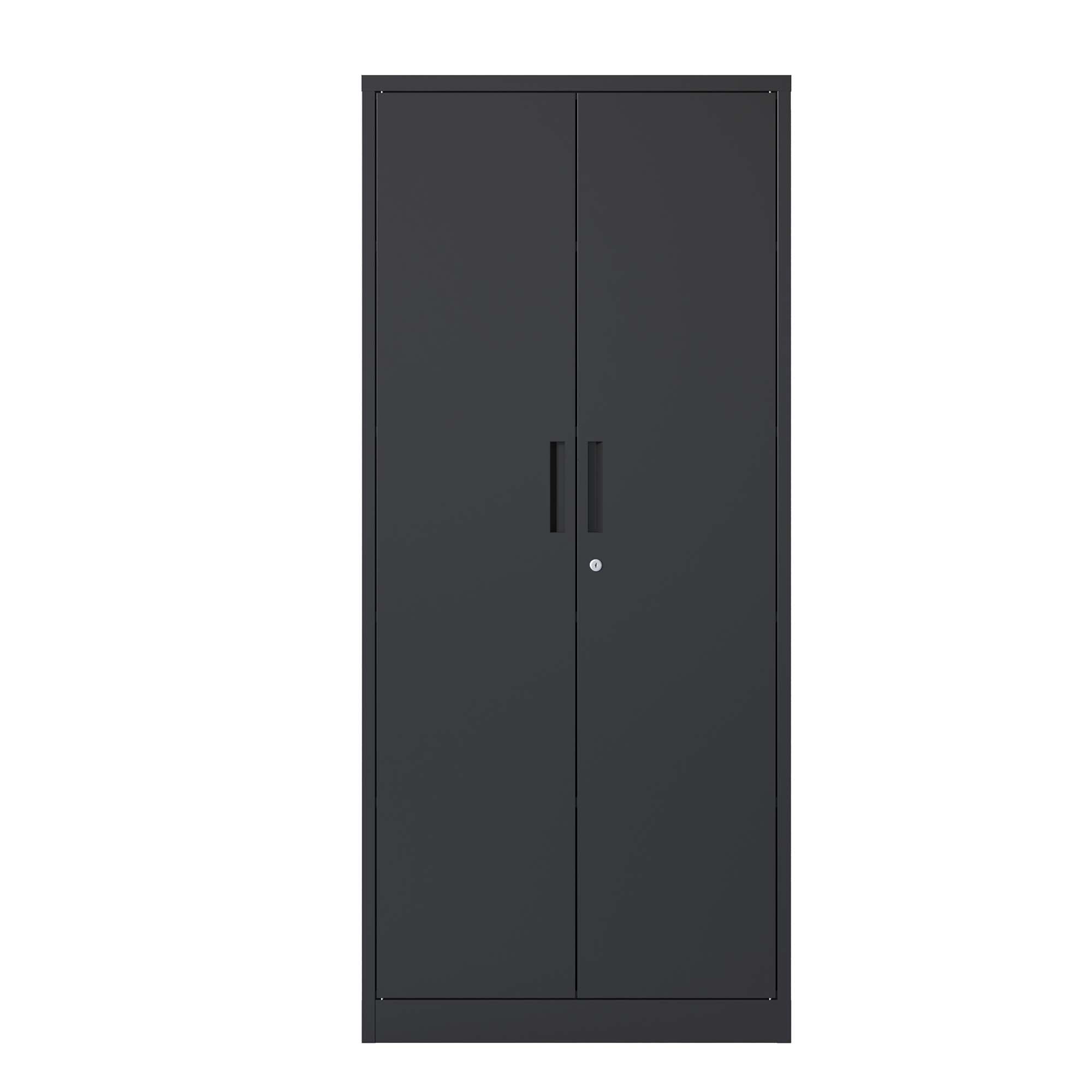 71"H Metal Garage Storage Cabinet, Black/White Tool Steel Locking Cabinet with Doors and 3 Shelves, Tall Cabinets for Garage Storage Systems Lockable File Cabinet for Home Office