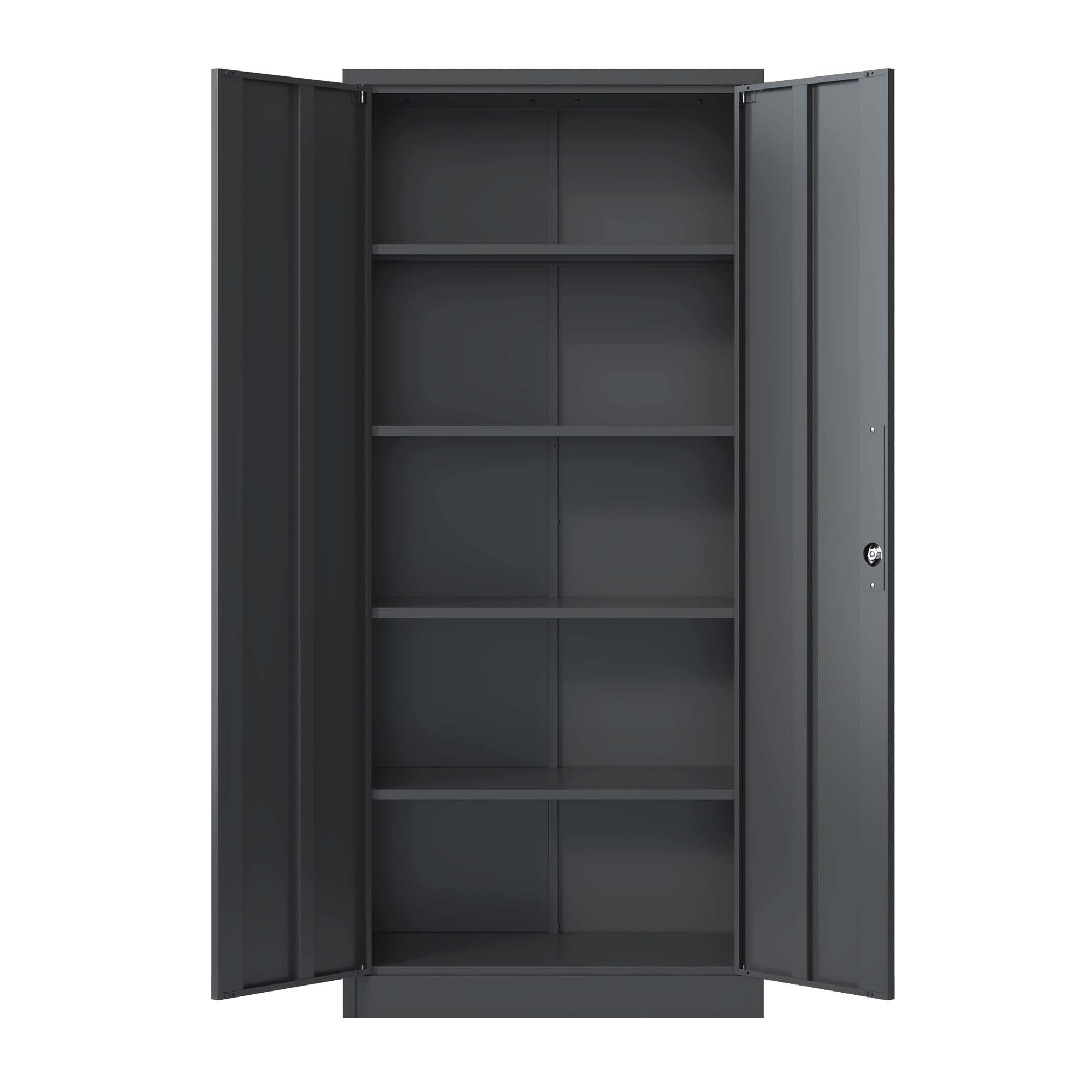 72"H Metal Garage Storage Cabinet, Black Tool Steel Locking Cabinet with Doors and 4 Shelves, Tall Cabinets for Garage Storage Systems Lockable File Cabinet for Home Office, Classroom/Pantry
