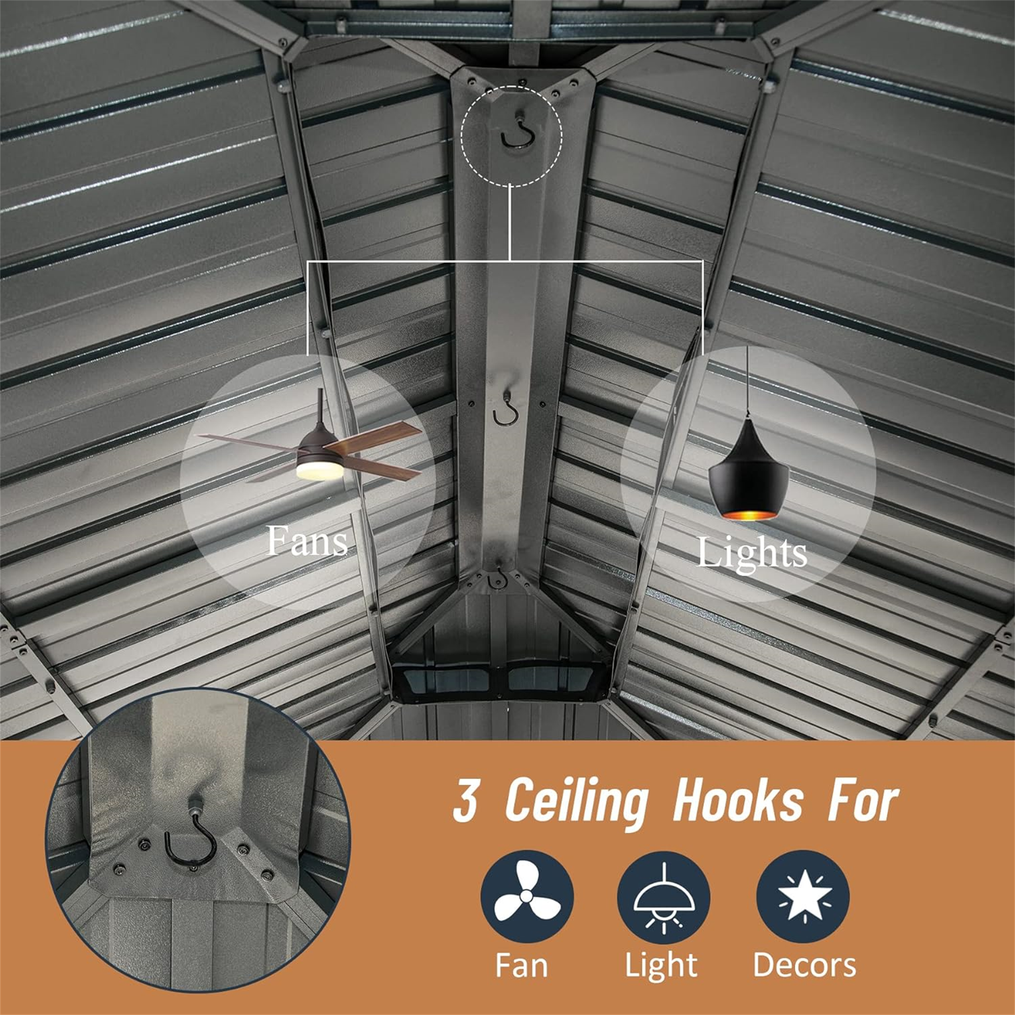 Outdoor Hardtop Gazebo Aluminum Frame Permanent Galvanized Steel Double Roof Canopy with Curtain and Netting Parties, Wedding, Outdoor Dining