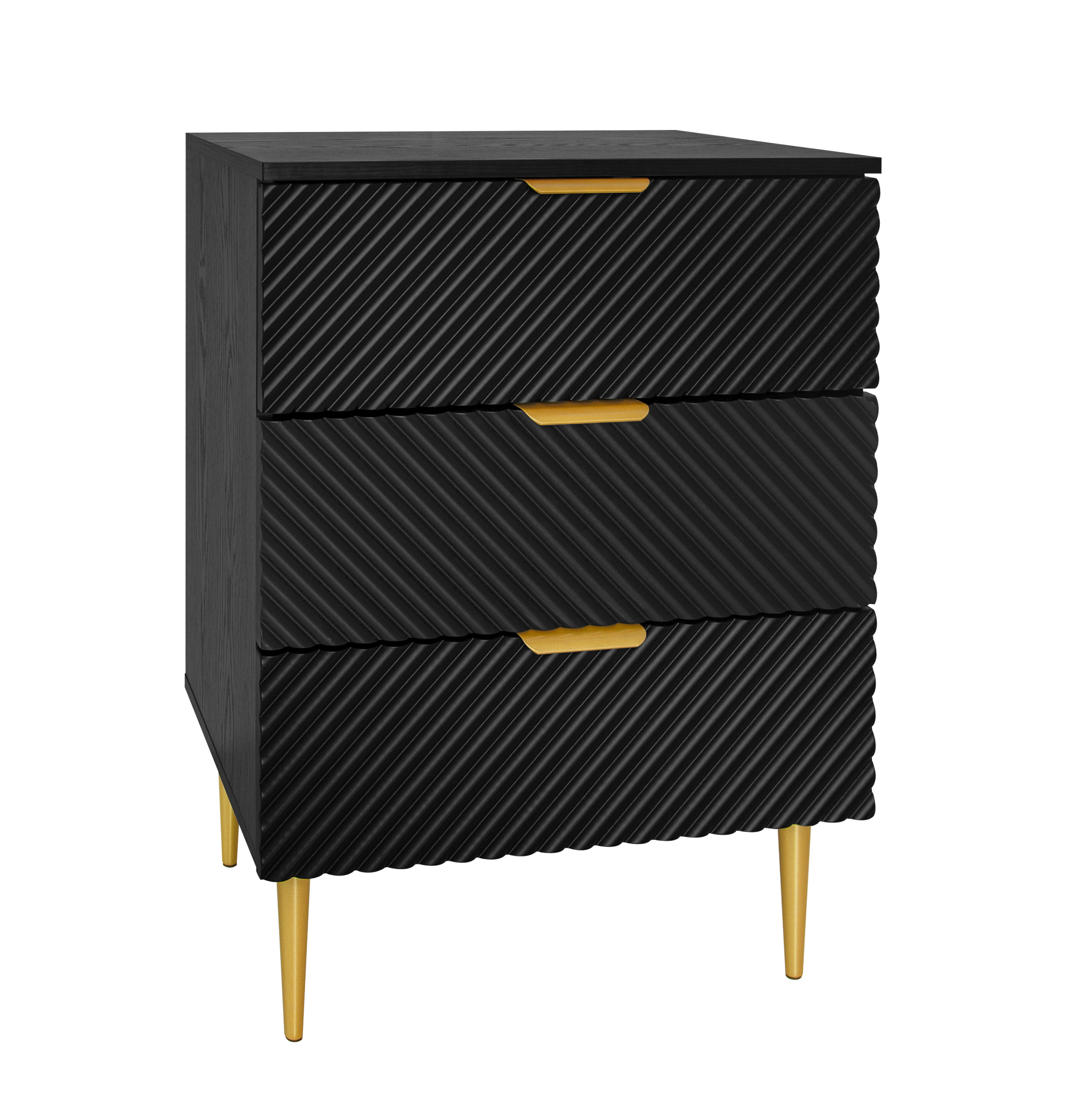 3 Drawer Cabinet, Accent Storage Cabinet, Suitable for Bedroom, Living Room, Study, Black/Blue