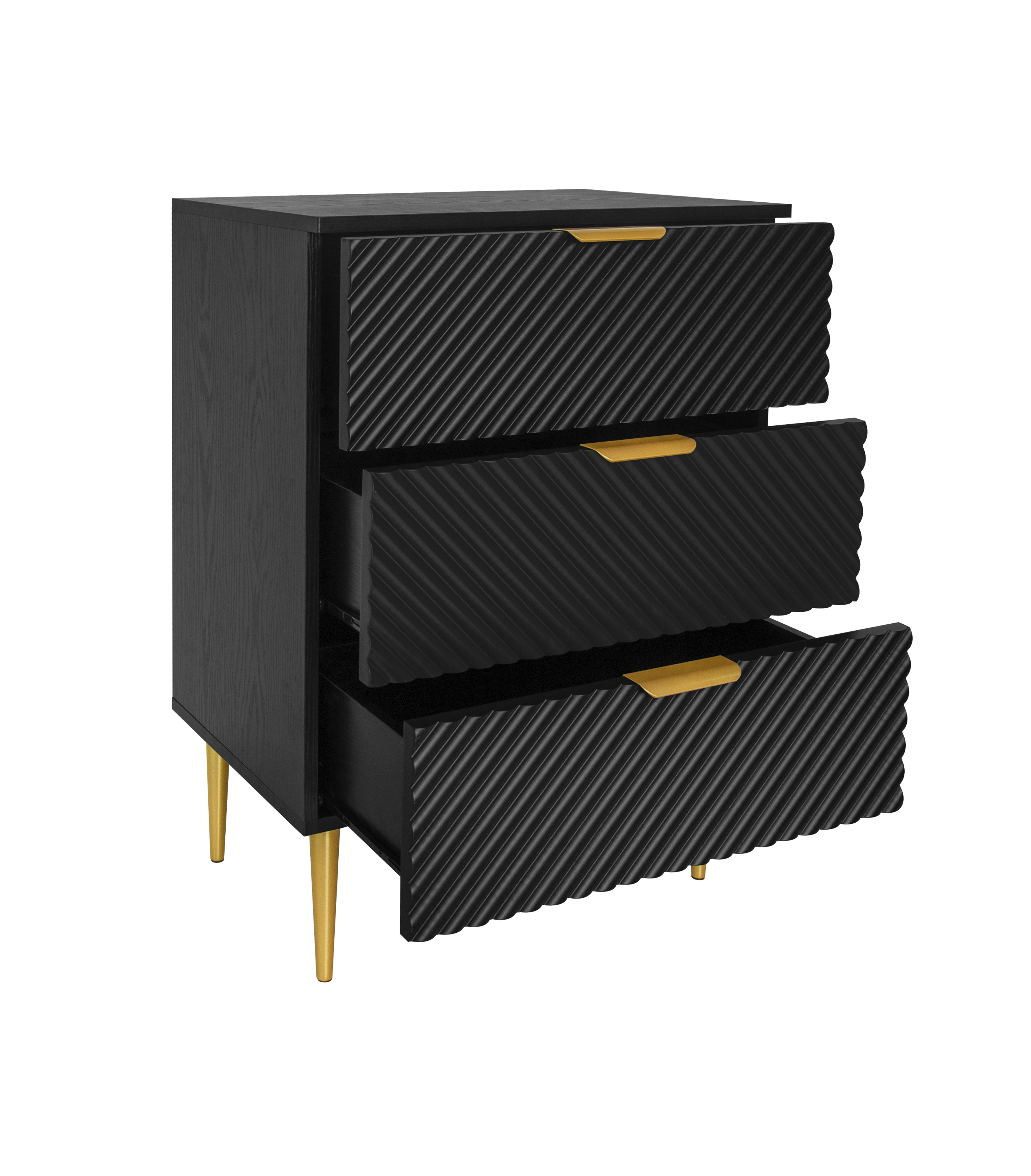 3 Drawer Cabinet, Accent Storage Cabinet, Suitable for Bedroom, Living Room, Study, Black/Blue