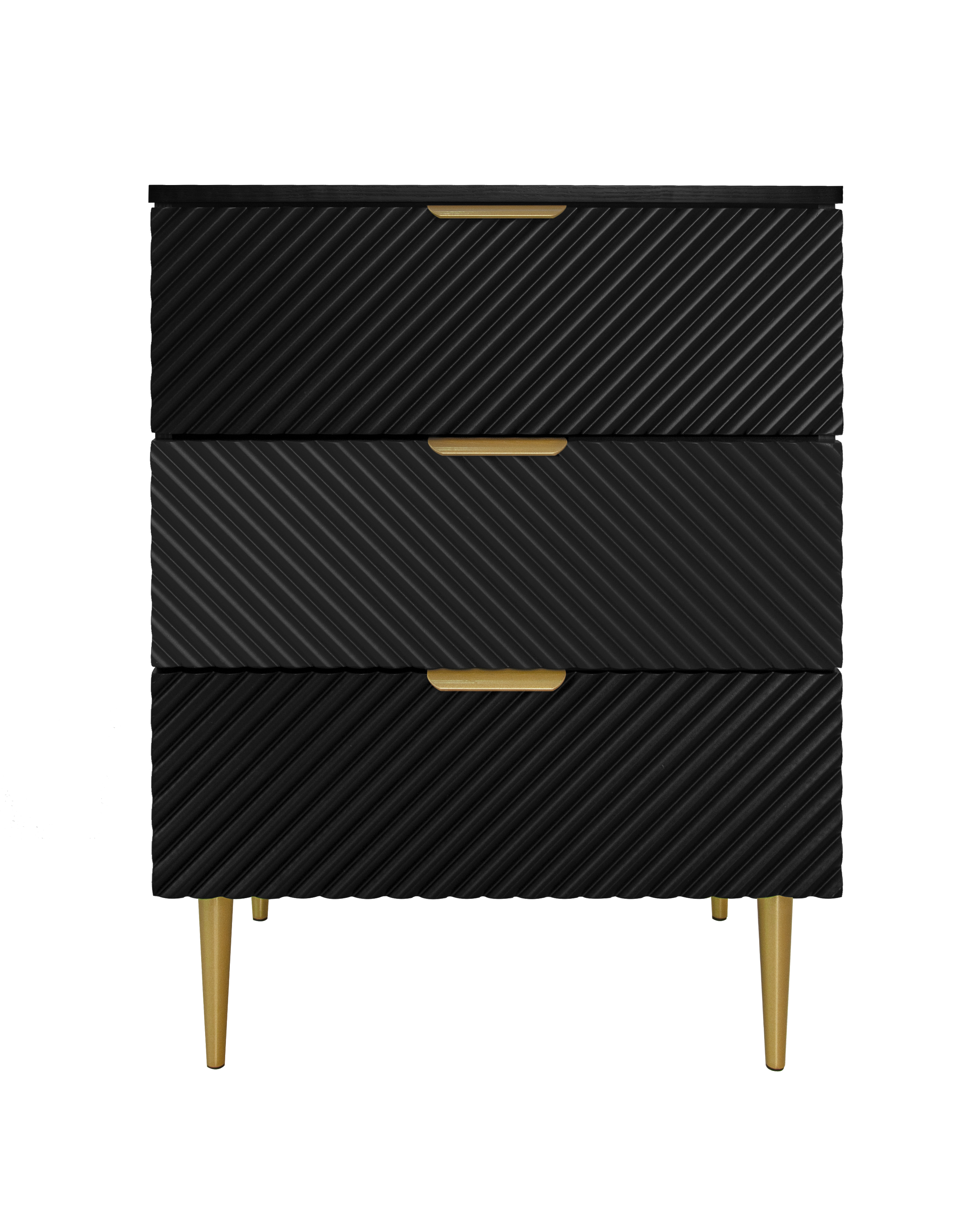 3 Drawer Cabinet, Accent Storage Cabinet, Suitable for Bedroom, Living Room, Study, Black/Blue