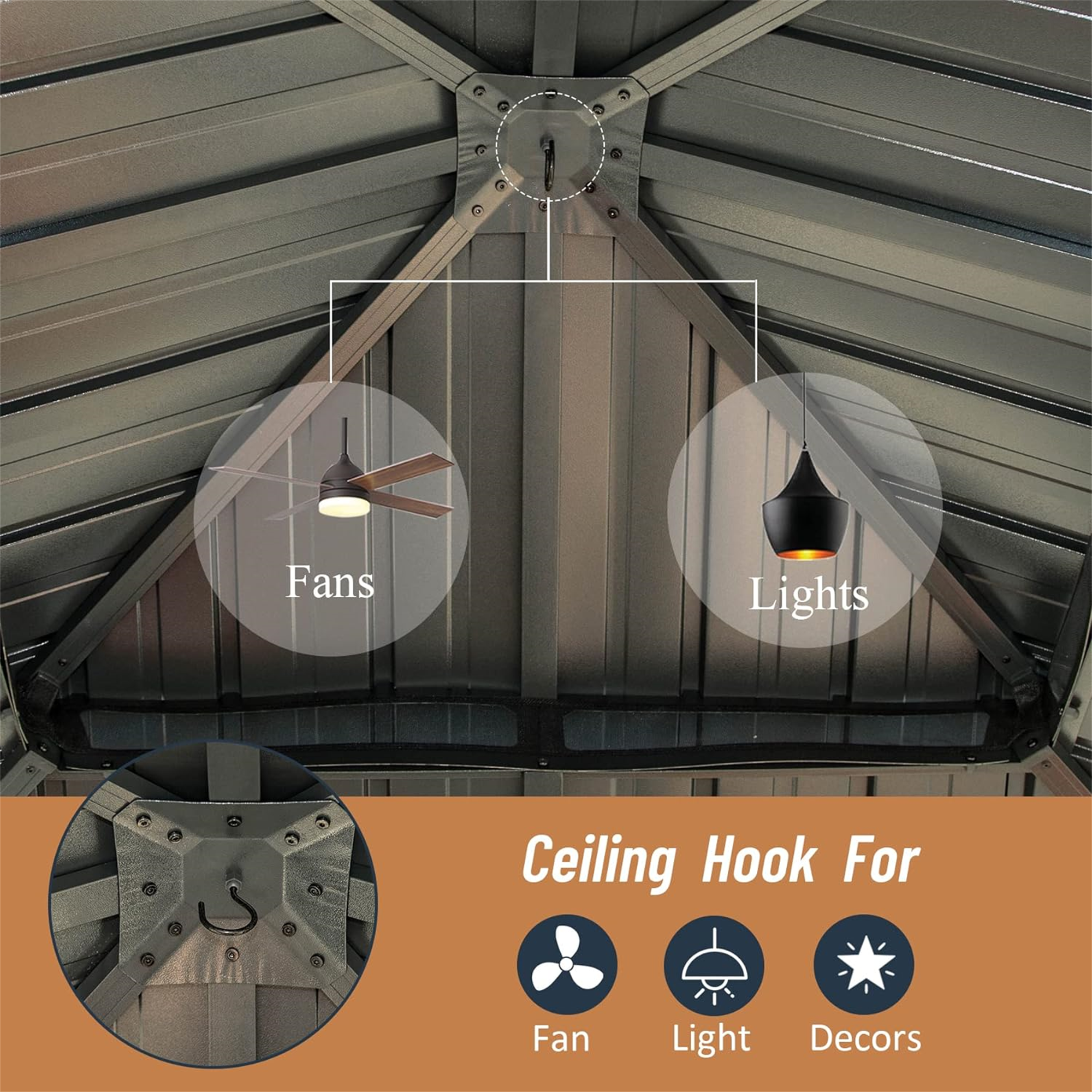 Outdoor Hardtop Gazebo Aluminum Frame Permanent Galvanized Steel Double Roof Canopy with Curtain and Netting Parties, Wedding, Outdoor Dining