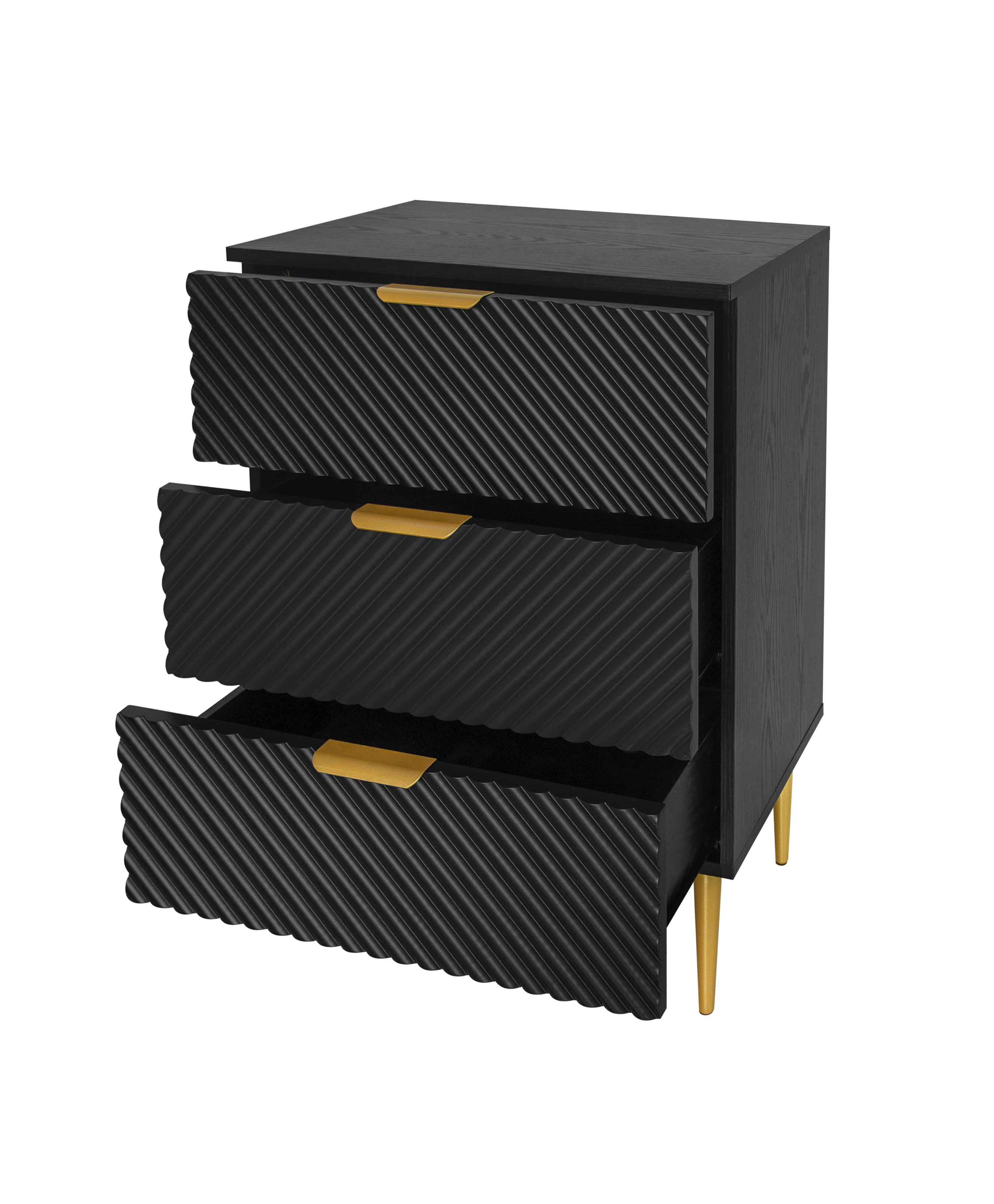 3 Drawer Cabinet, Accent Storage Cabinet, Suitable for Bedroom, Living Room, Study, Black/Blue