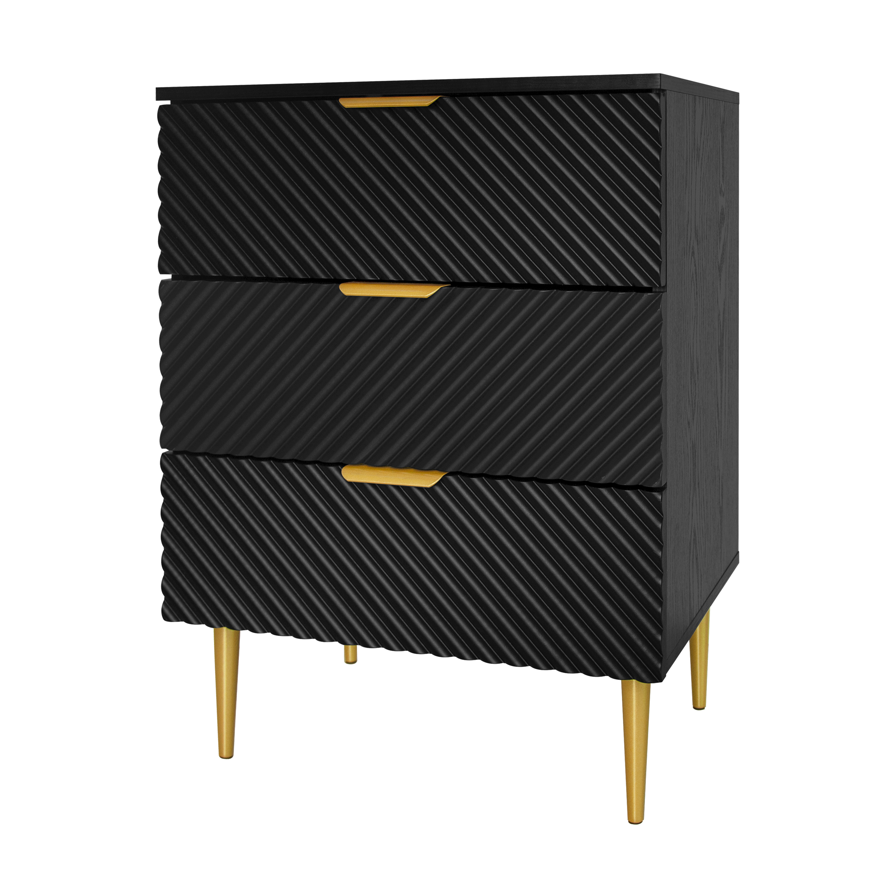 3 Drawer Cabinet, Accent Storage Cabinet, Suitable for Bedroom, Living Room, Study, Black/Blue
