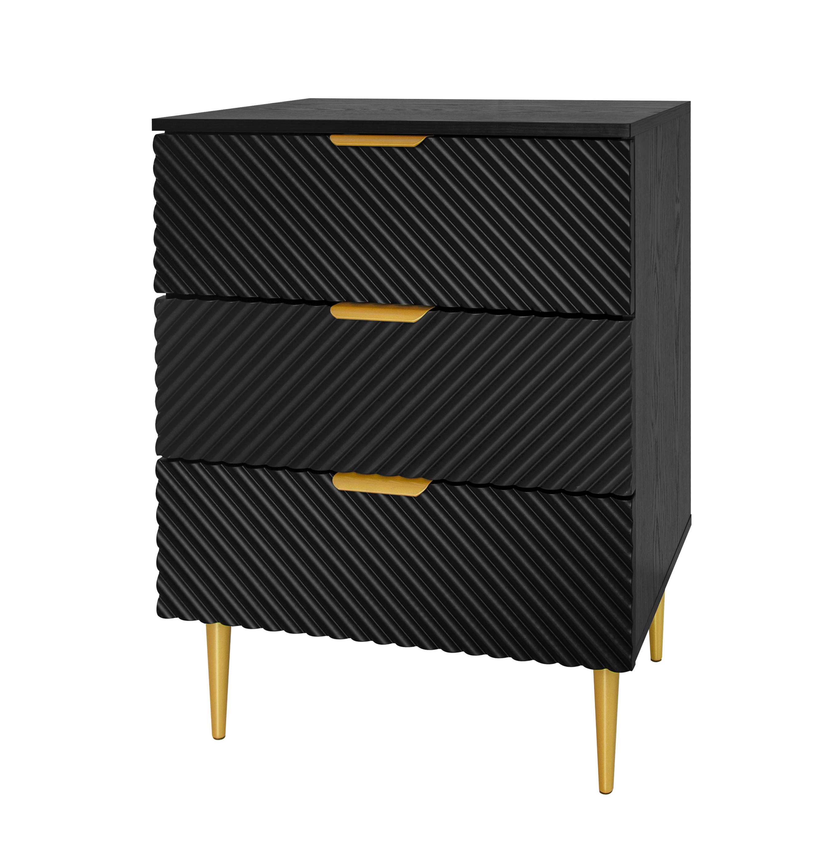 3 Drawer Cabinet, Accent Storage Cabinet, Suitable for Bedroom, Living Room, Study, Black/Blue