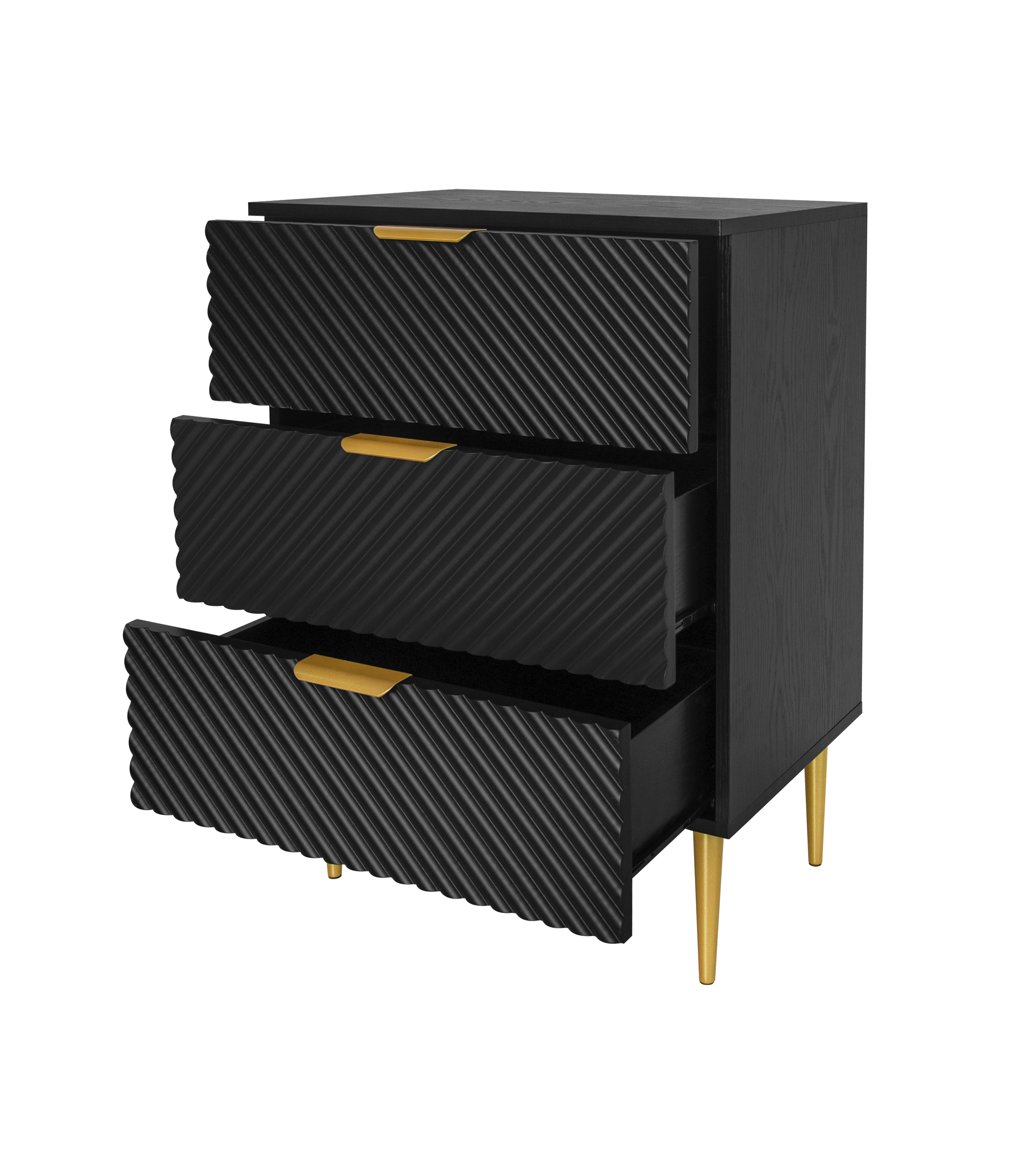 3 Drawer Cabinet, Accent Storage Cabinet, Suitable for Bedroom, Living Room, Study, Black/Blue