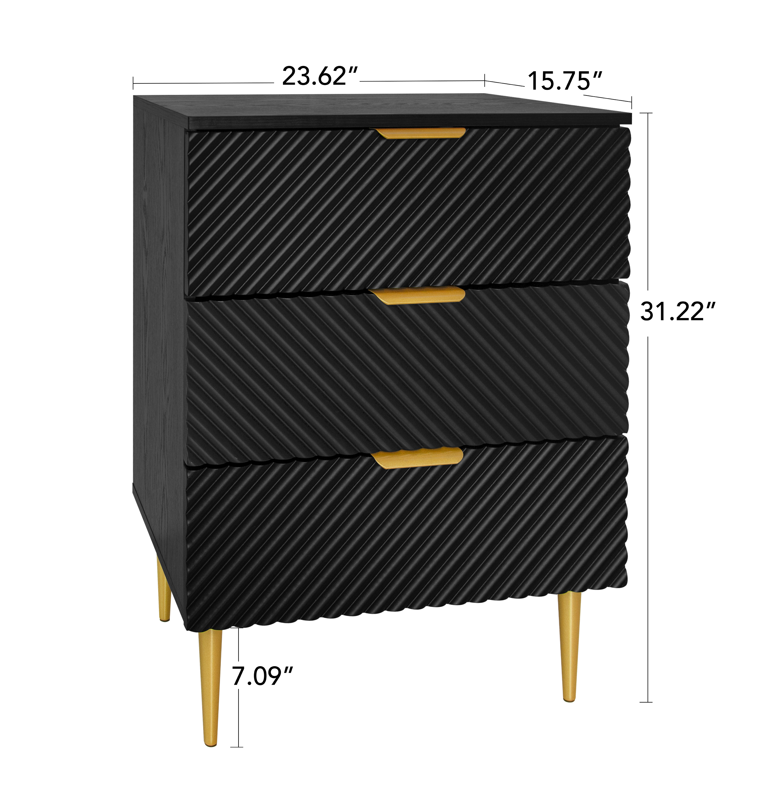3 Drawer Cabinet, Accent Storage Cabinet, Suitable for Bedroom, Living Room, Study, Black/Blue