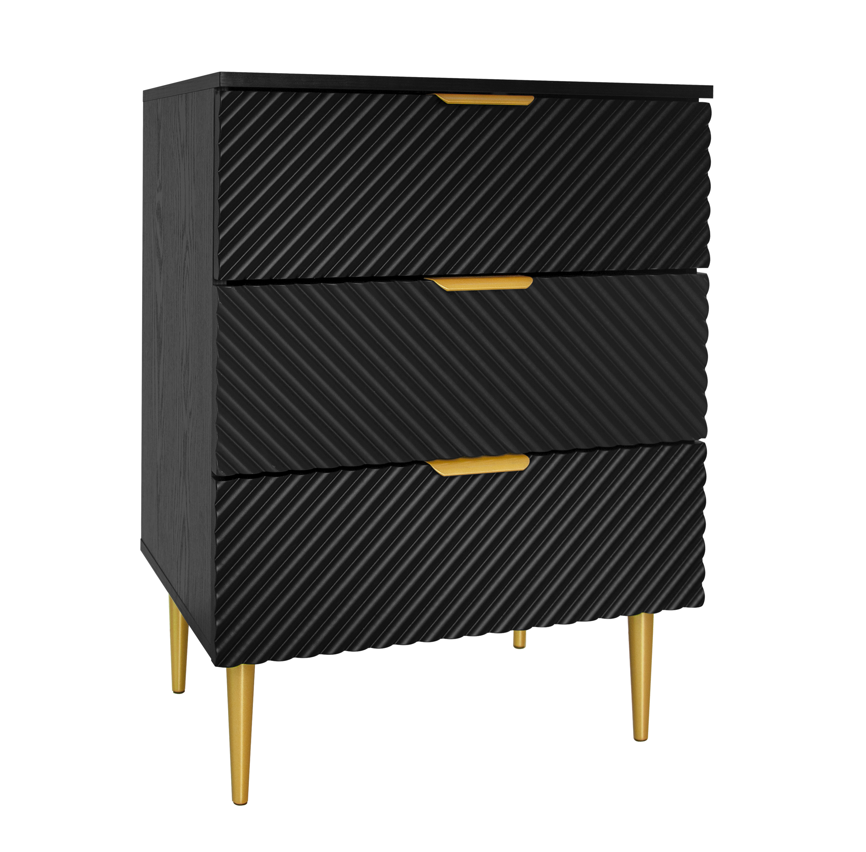 3 Drawer Cabinet, Accent Storage Cabinet, Suitable for Bedroom, Living Room, Study, Black/Blue