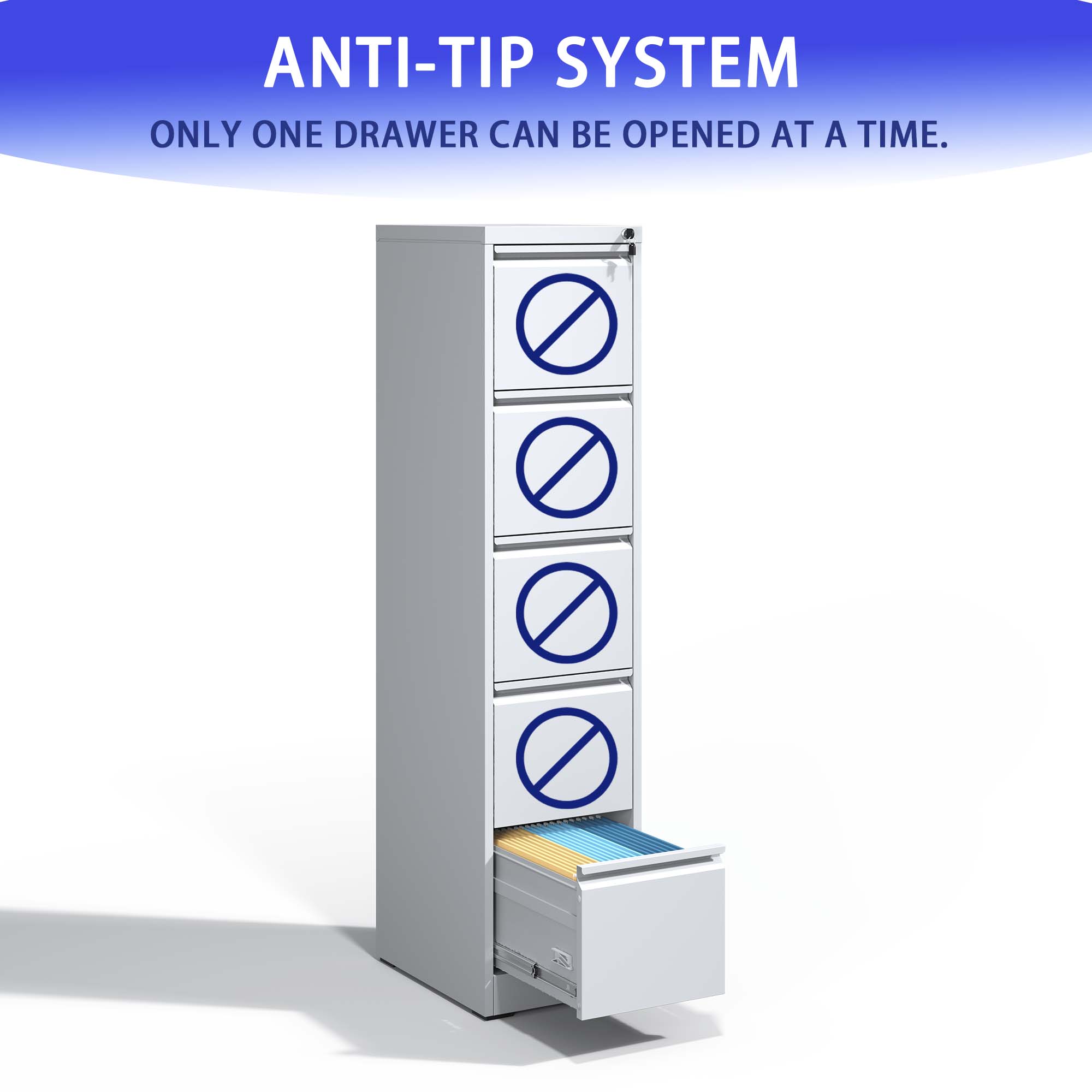 5 Drawer Metal Vertical File Cabinet with Lock Office Home Steel Vertical File Cabinet for A4 Legal/Letter Size 