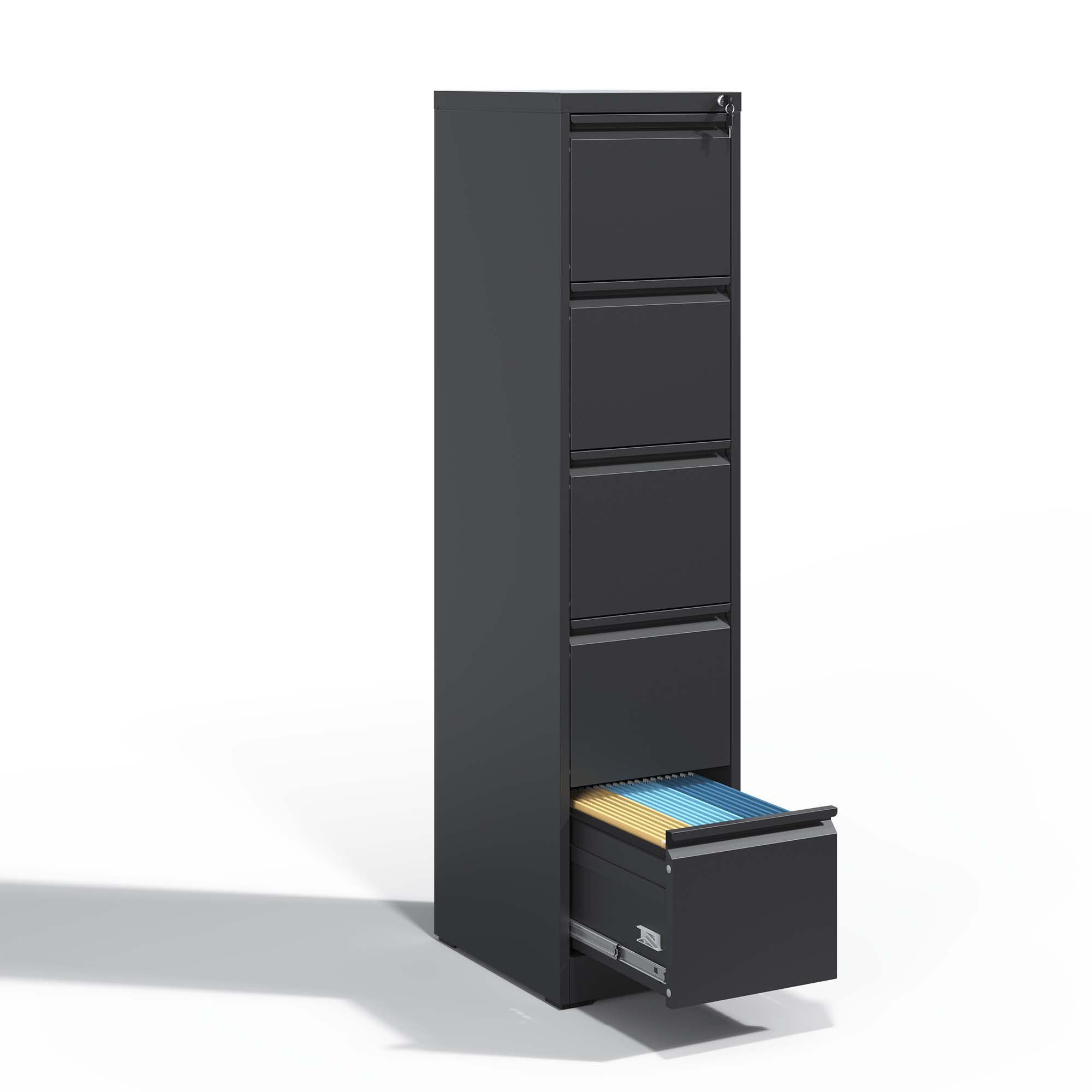 5 Drawer Metal Vertical File Cabinet with Lock Office Home Steel Vertical File Cabinet for A4 Legal/Letter Size 