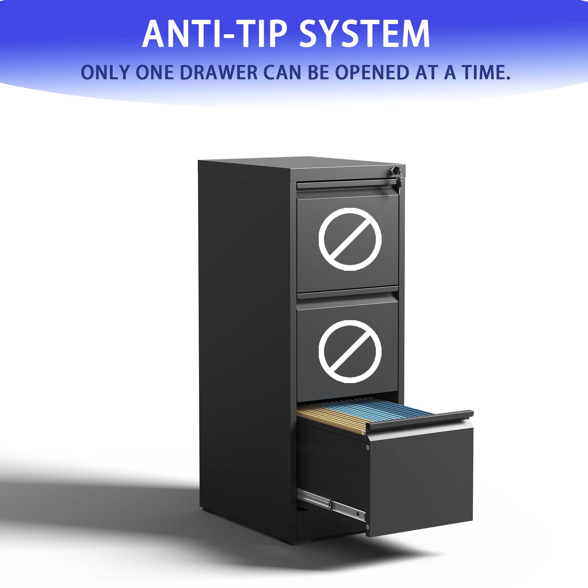 3 Drawer Metal Vertical File Cabinet with Lock Office Home Steel Vertical File Cabinet for A4 Legal/Letter Size3