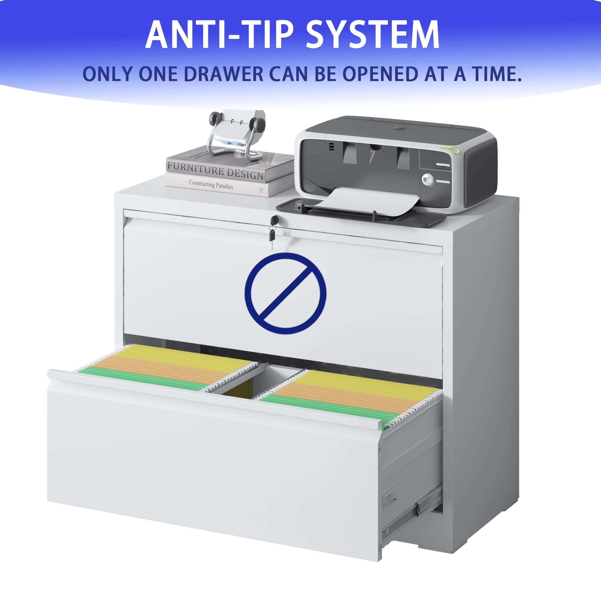 Lateral File Cabinet 2 Drawer, Black Filing Cabinet with Lock, Lockable File Cabinet for Home Office, Locking Metal File Cabinet for Legal/Letter/A4/F4 Size