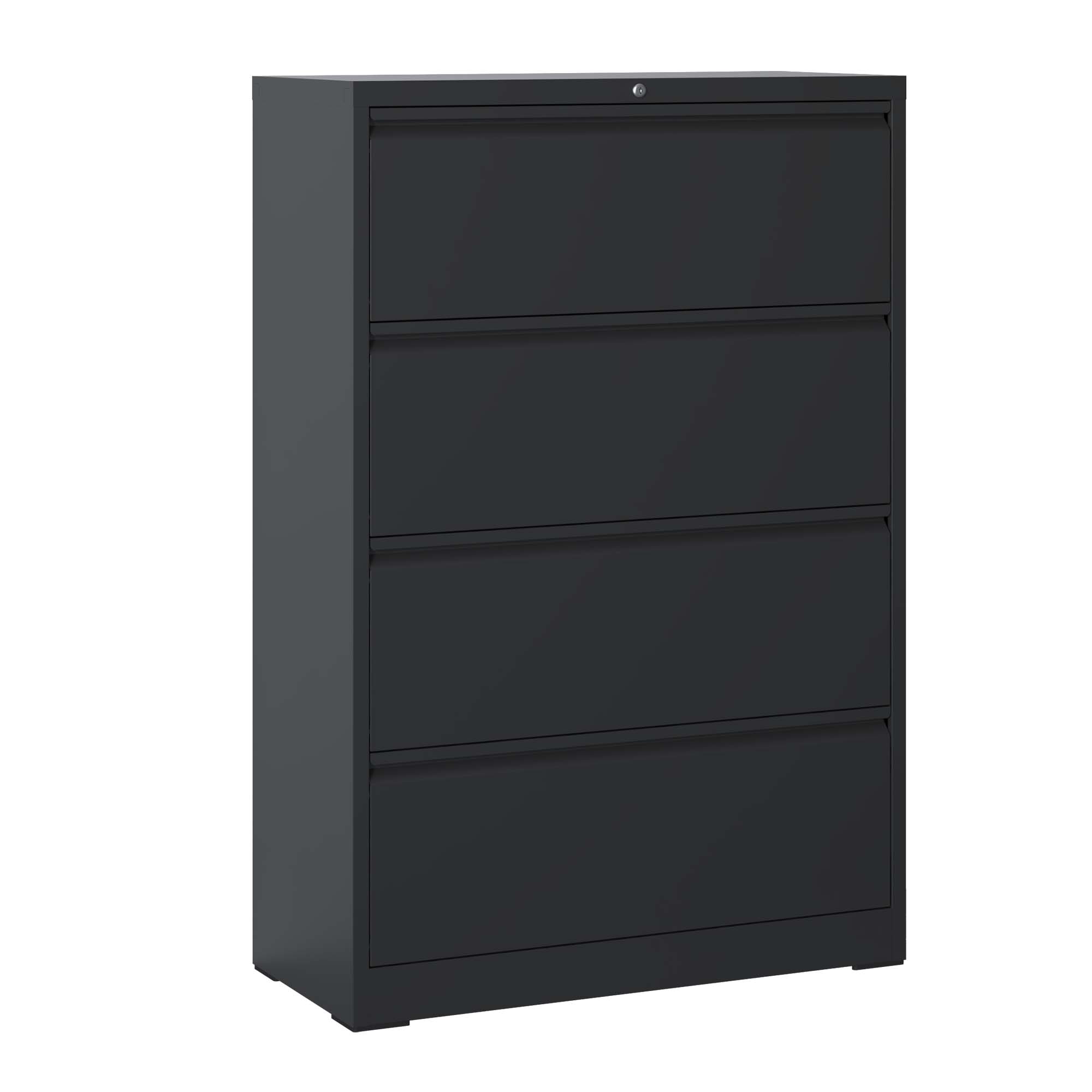 Lateral File Cabinet 4 Drawer, Black/White Filing Cabinet with Lock, Lockable File Cabinet for Home Office, Locking Metal File Cabinet for Legal/Letter/A4/F4 Size