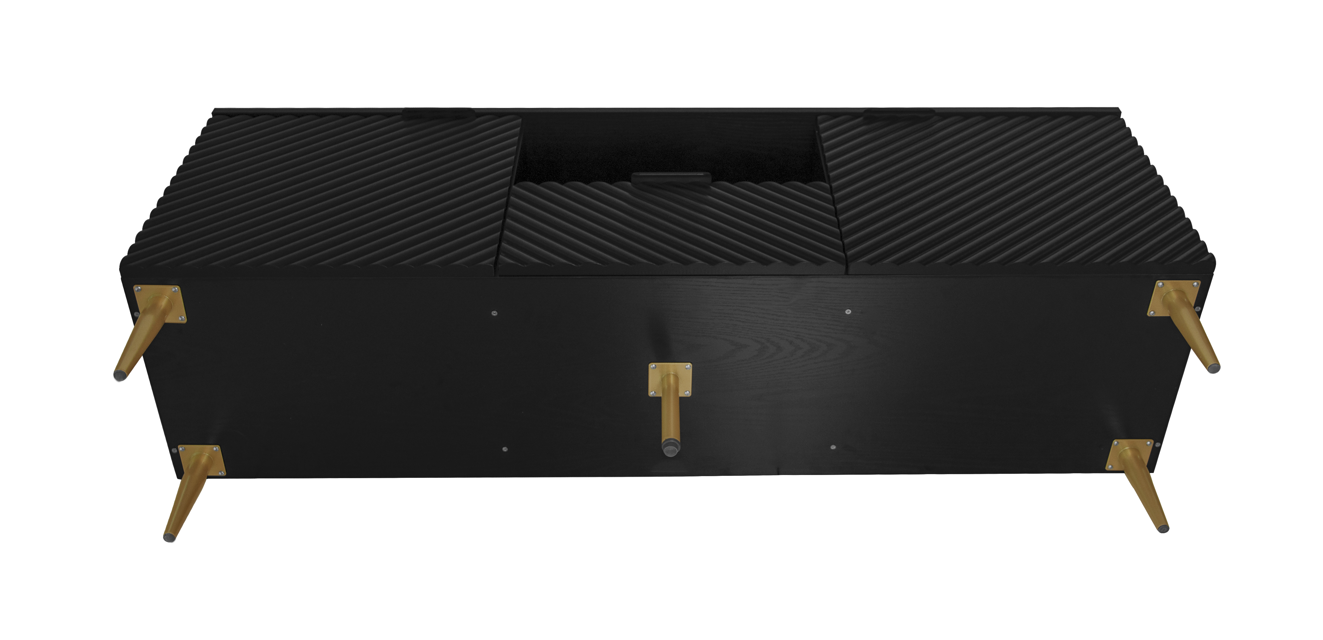 TV Stand with Solid Ion Feet, TV Console Table for Living Room, Bedroom, Black/Blue